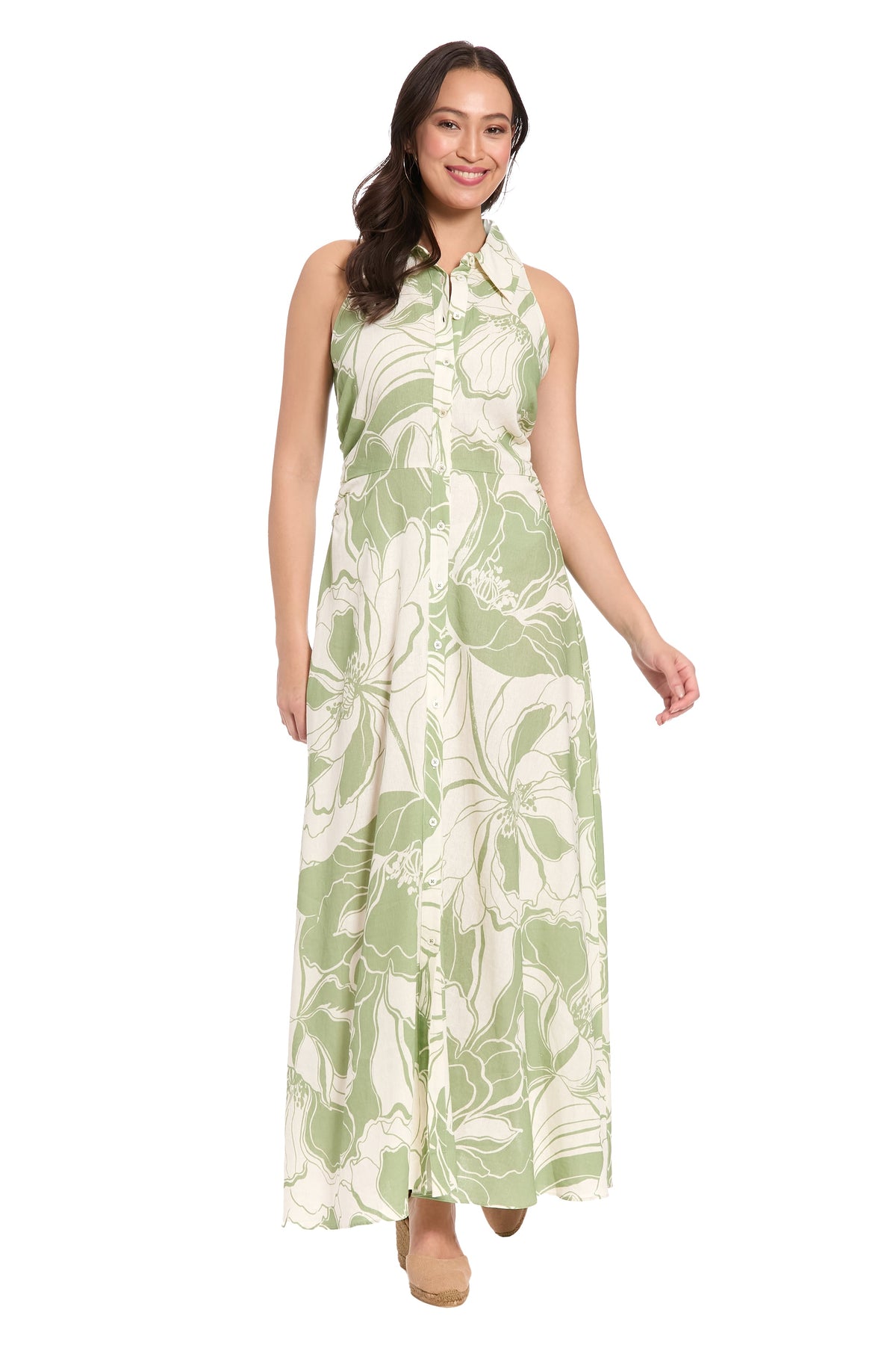 Mathilda Sleeveless Shirtdress in Linen Rayon