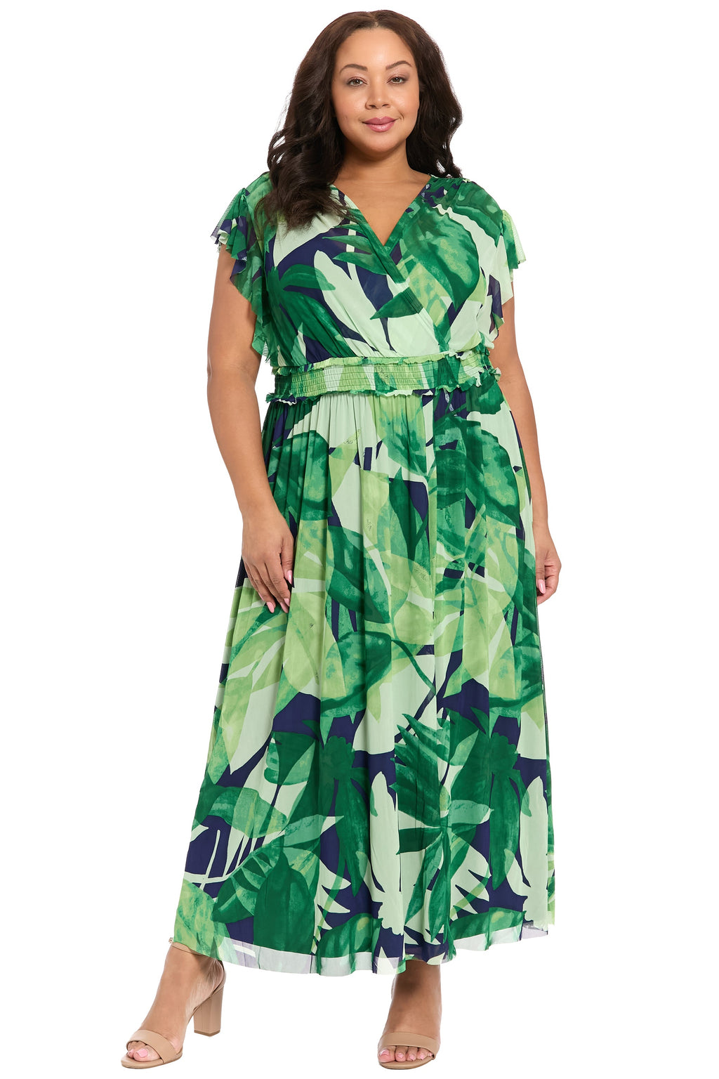 Cassiopeia Curve V-Neck Tiered Mesh Maxi - FINAL SALE