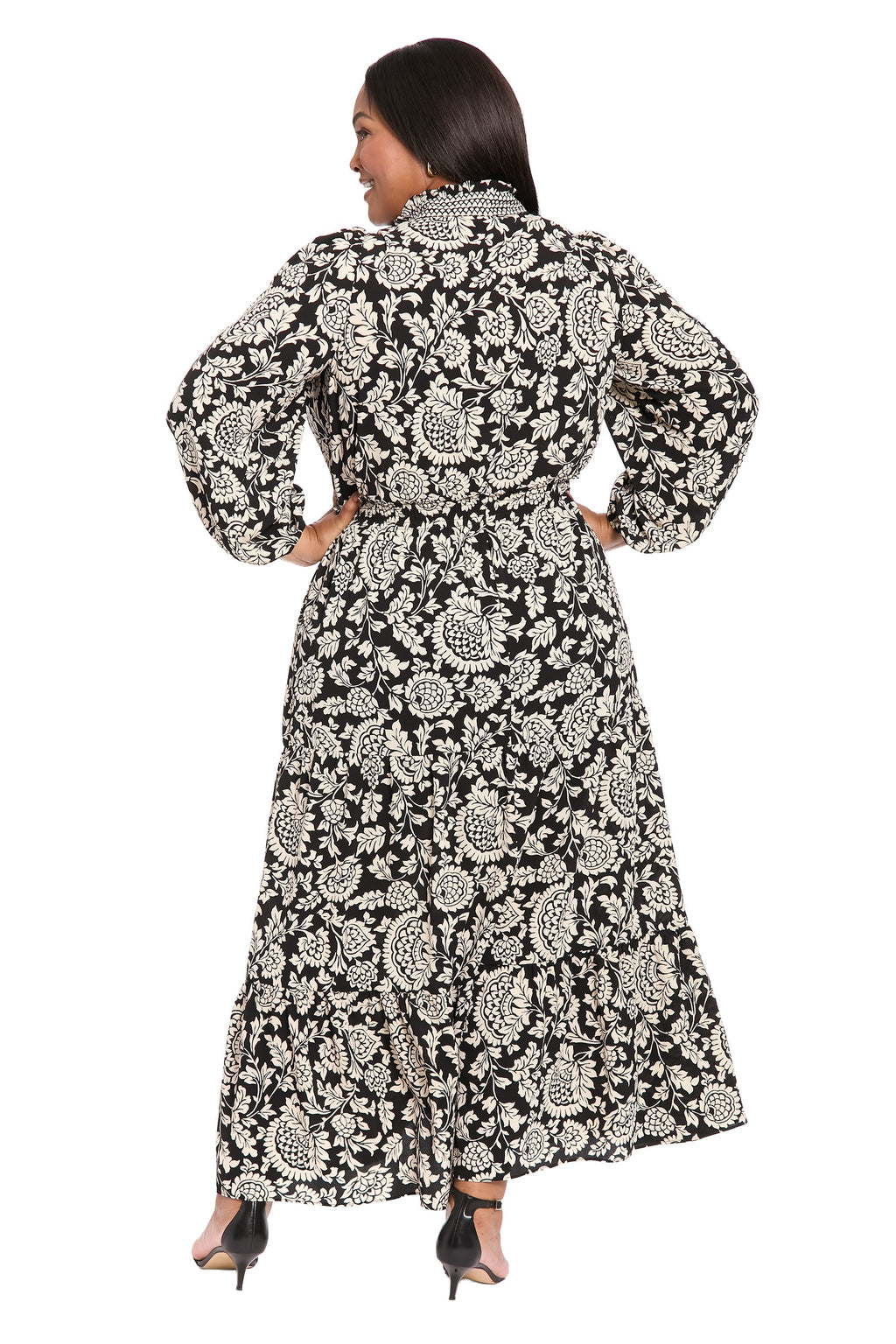 Consuela Long Sleeve Maxi in Pinecone Scroll