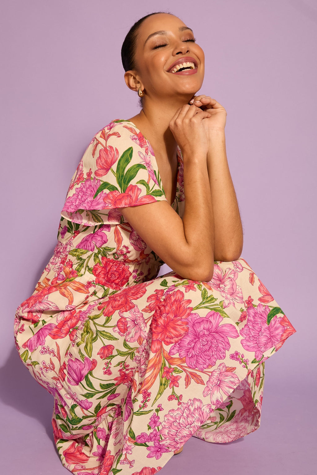 Candiace Cotton Flutter Sleeve Midi