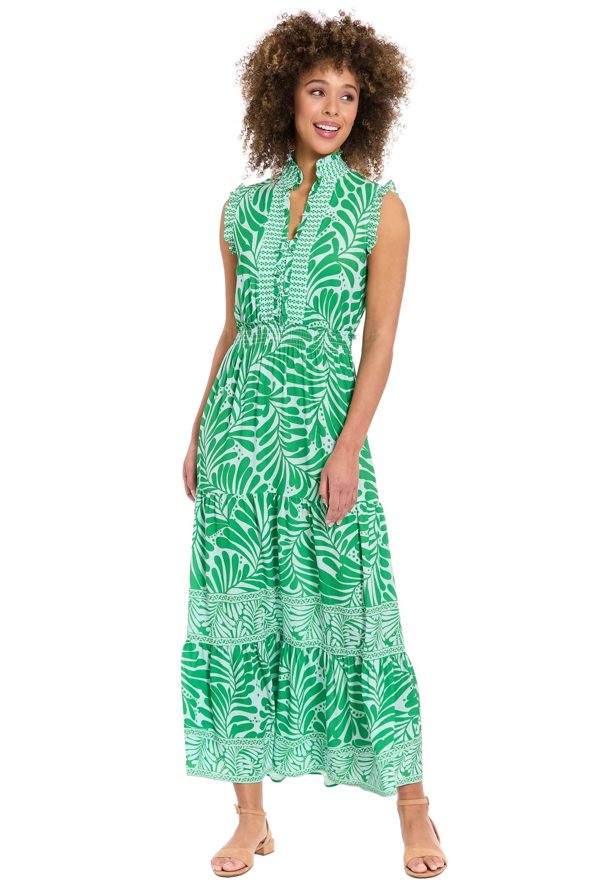 Consuela Sleeveless Maxi in Leaf Print