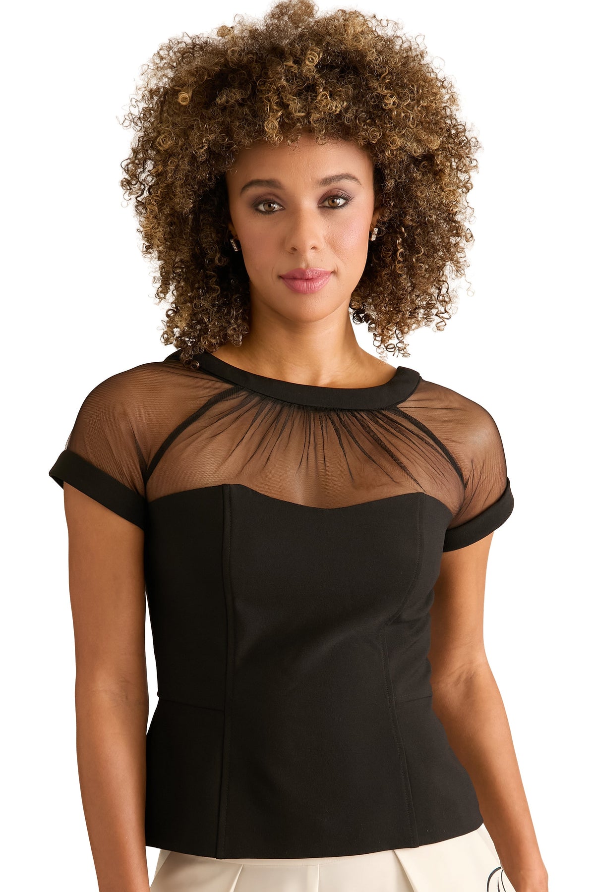 Illusion Mesh Yoke Fitted Top