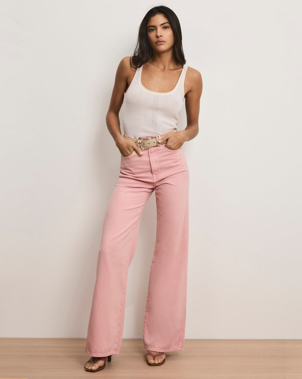 Arch Resin-Buckle Suede Belt