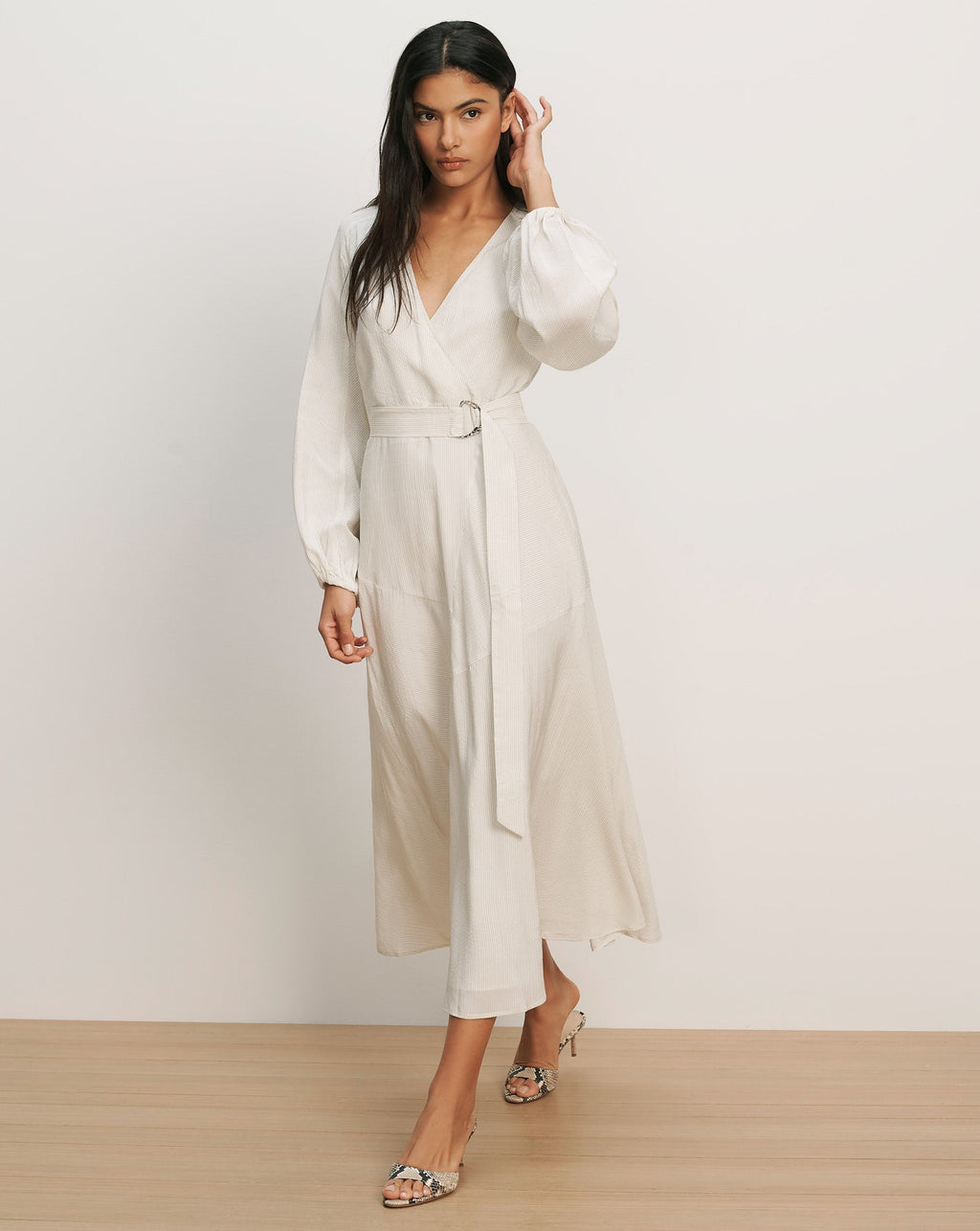 Seneca Bishop-Sleeve Midi Dress