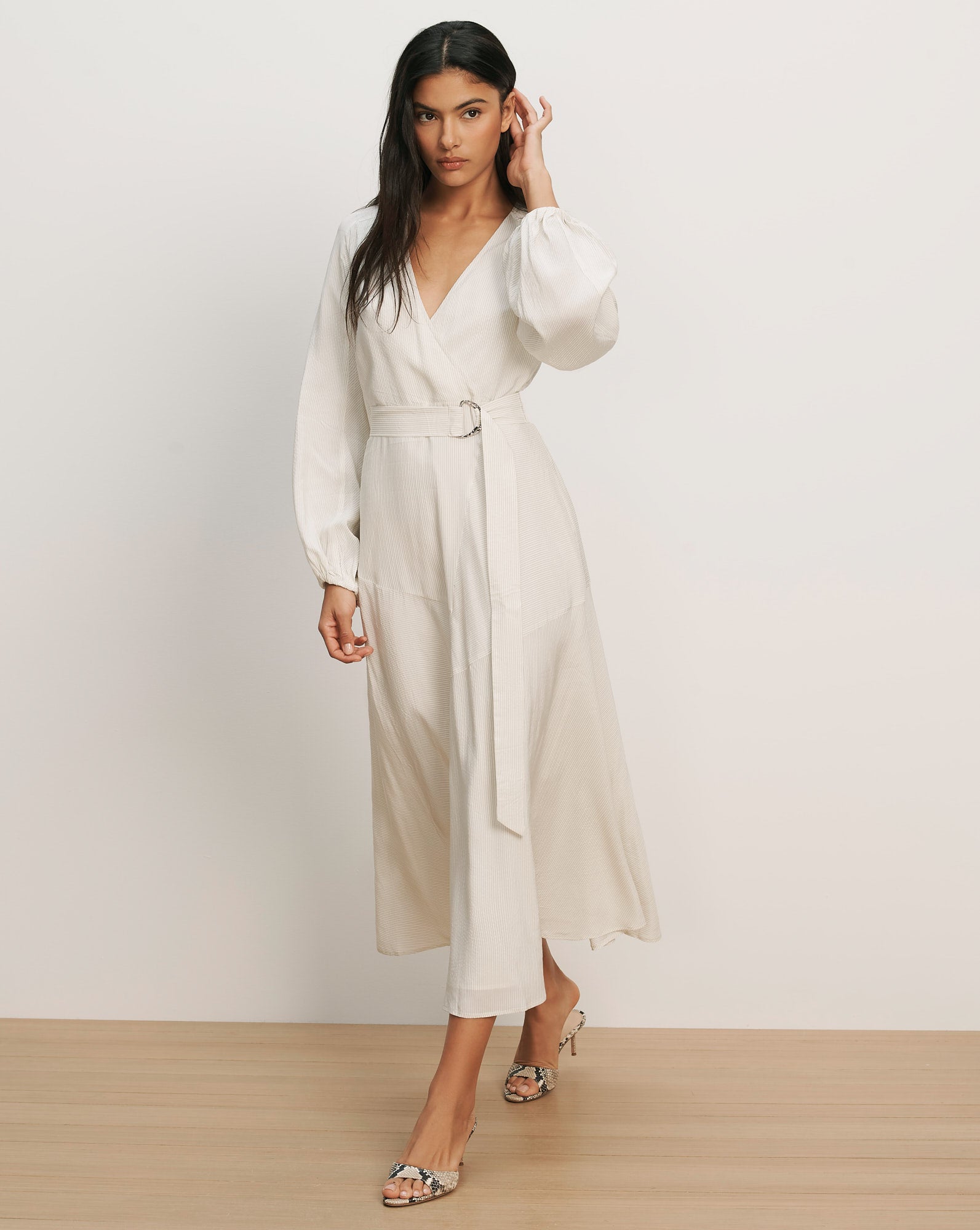 Seneca Bishop-Sleeve Midi Dress