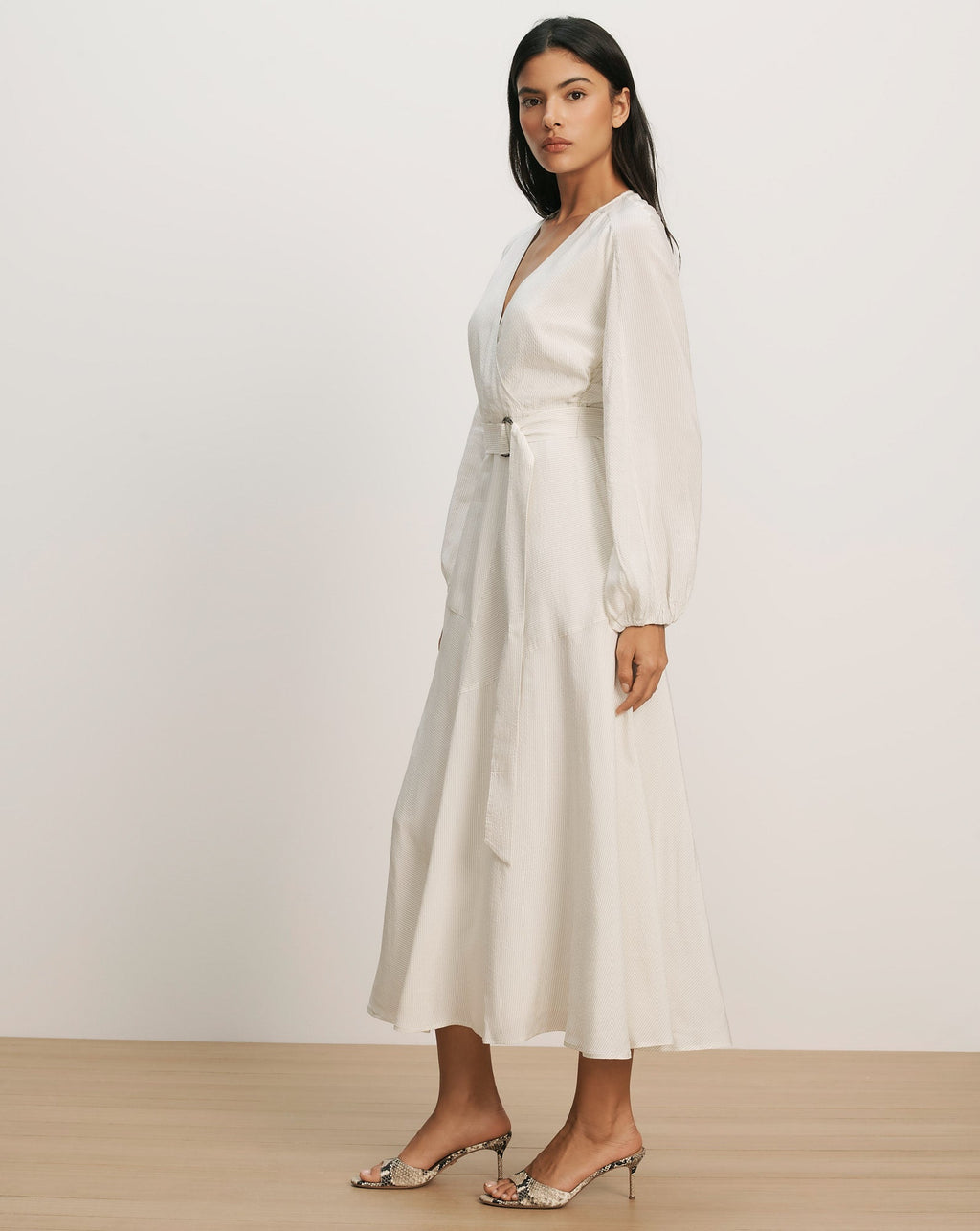Seneca Bishop-Sleeve Midi Dress