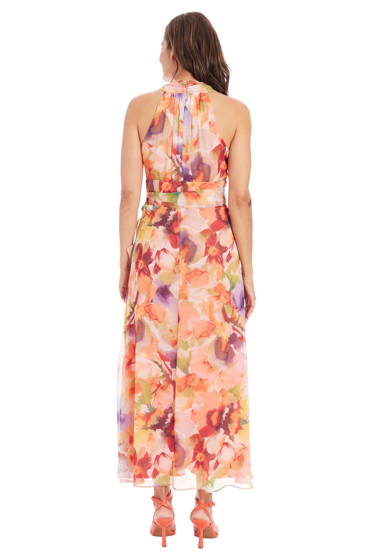Amberlyn Curve Halter Maxi in Pansy Blast - FINAL SALE