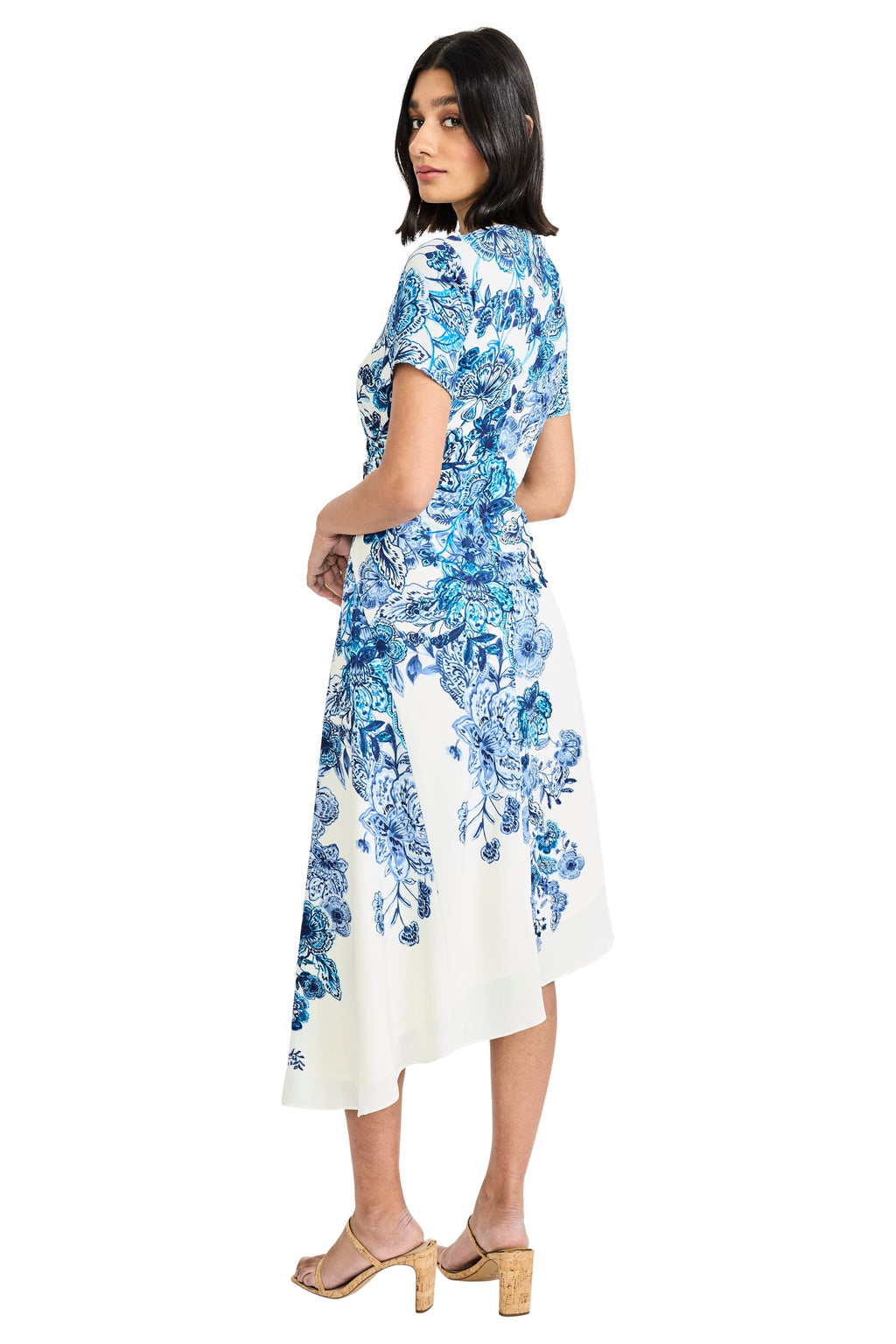 Jordana Asymmetrical Midi in Adorned Floral Georgette