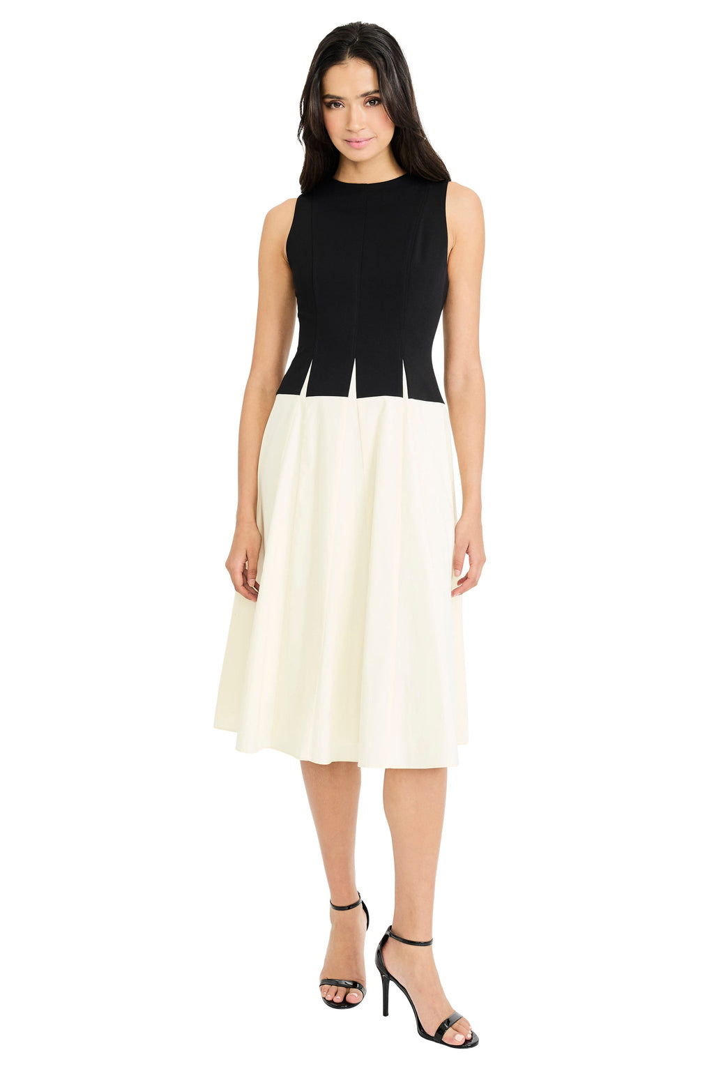 Amala Structured Sleeveless Colorblock Midi Dress
