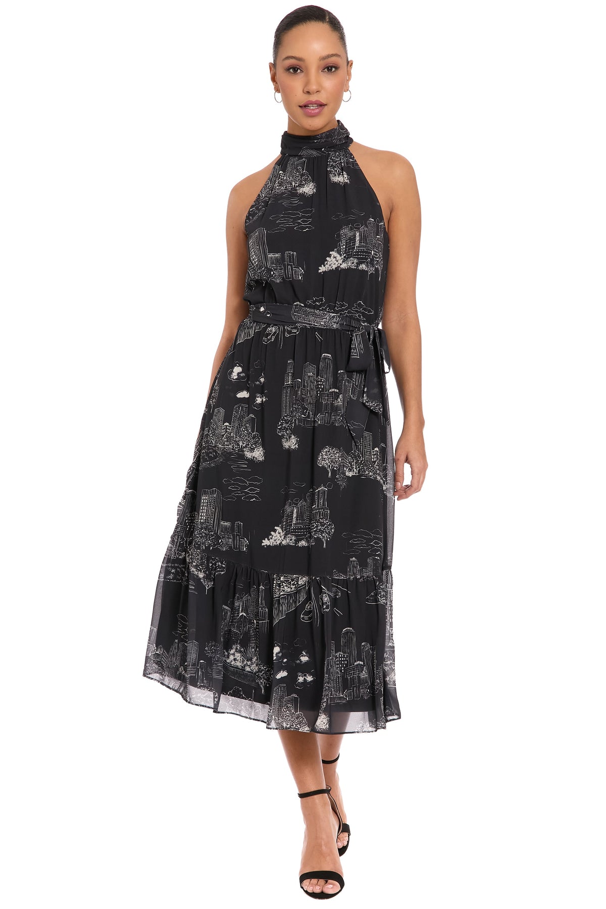 Elina Halter Ruffle Midi in Printed Toile