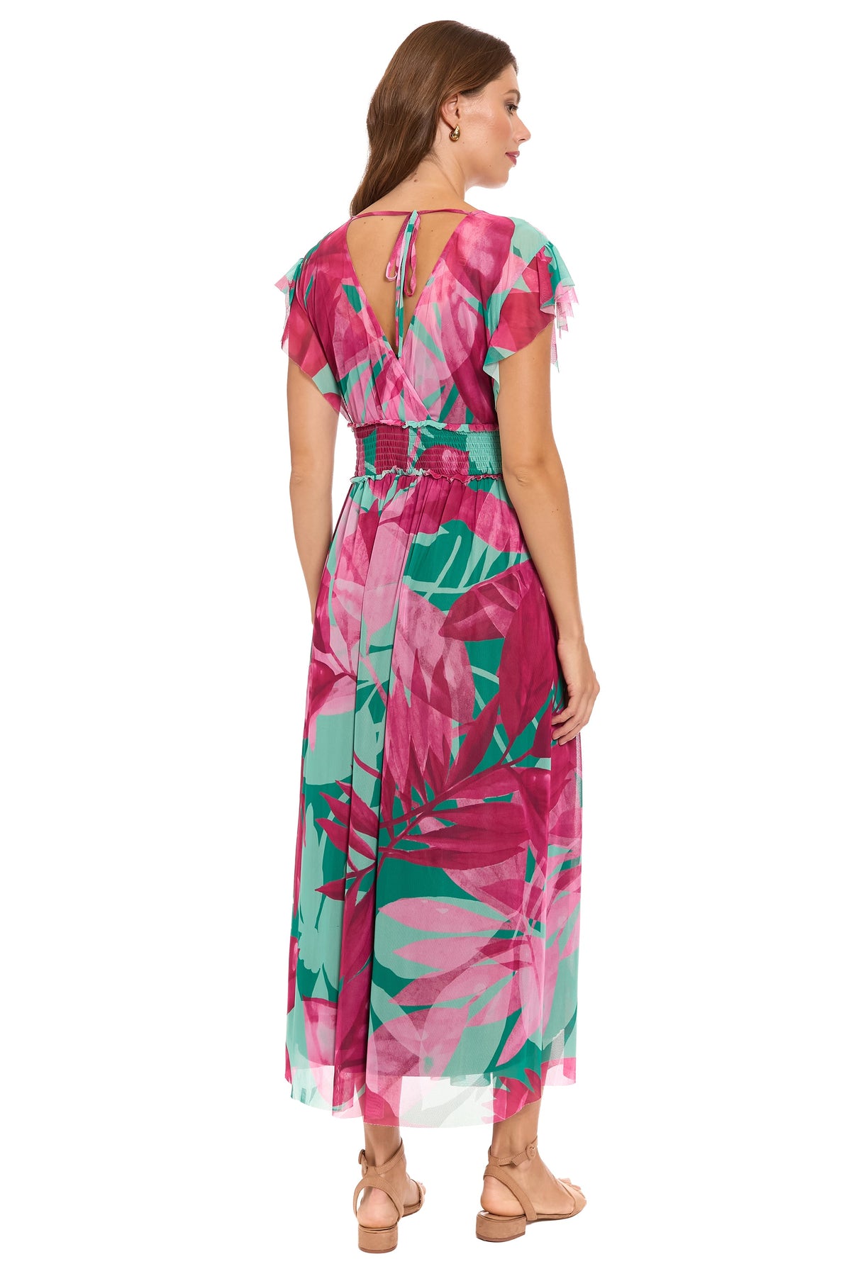 Cassiopeia Curve V-Neck Tiered Mesh Maxi - FINAL SALE