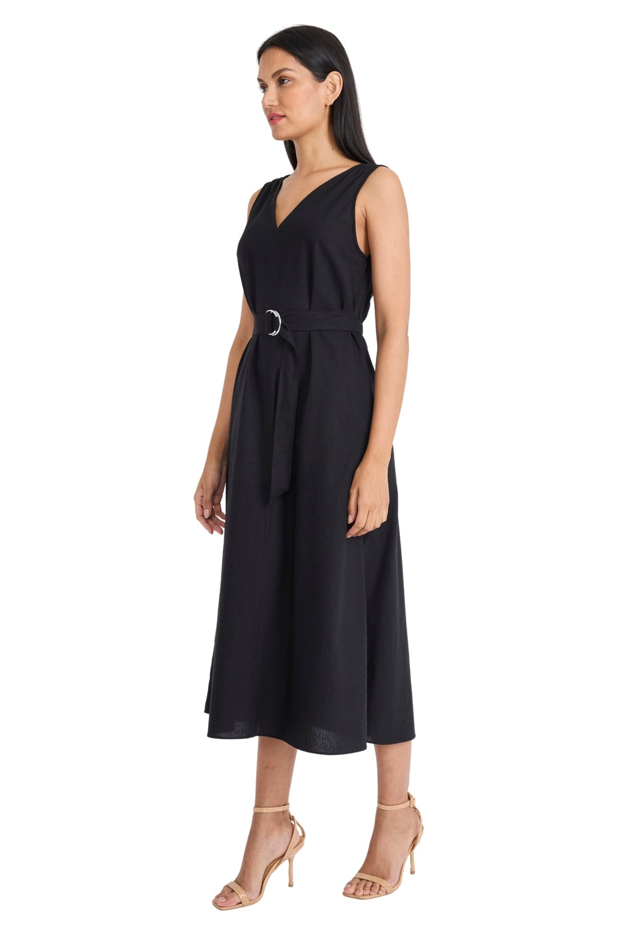 Nichole Linen V-Back Strap Midi