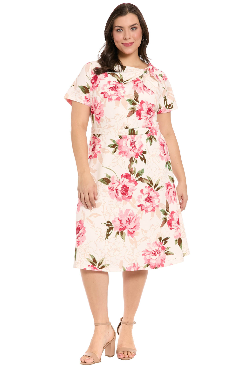 Colleen Curve Neck Side Tie in Outlined Roses