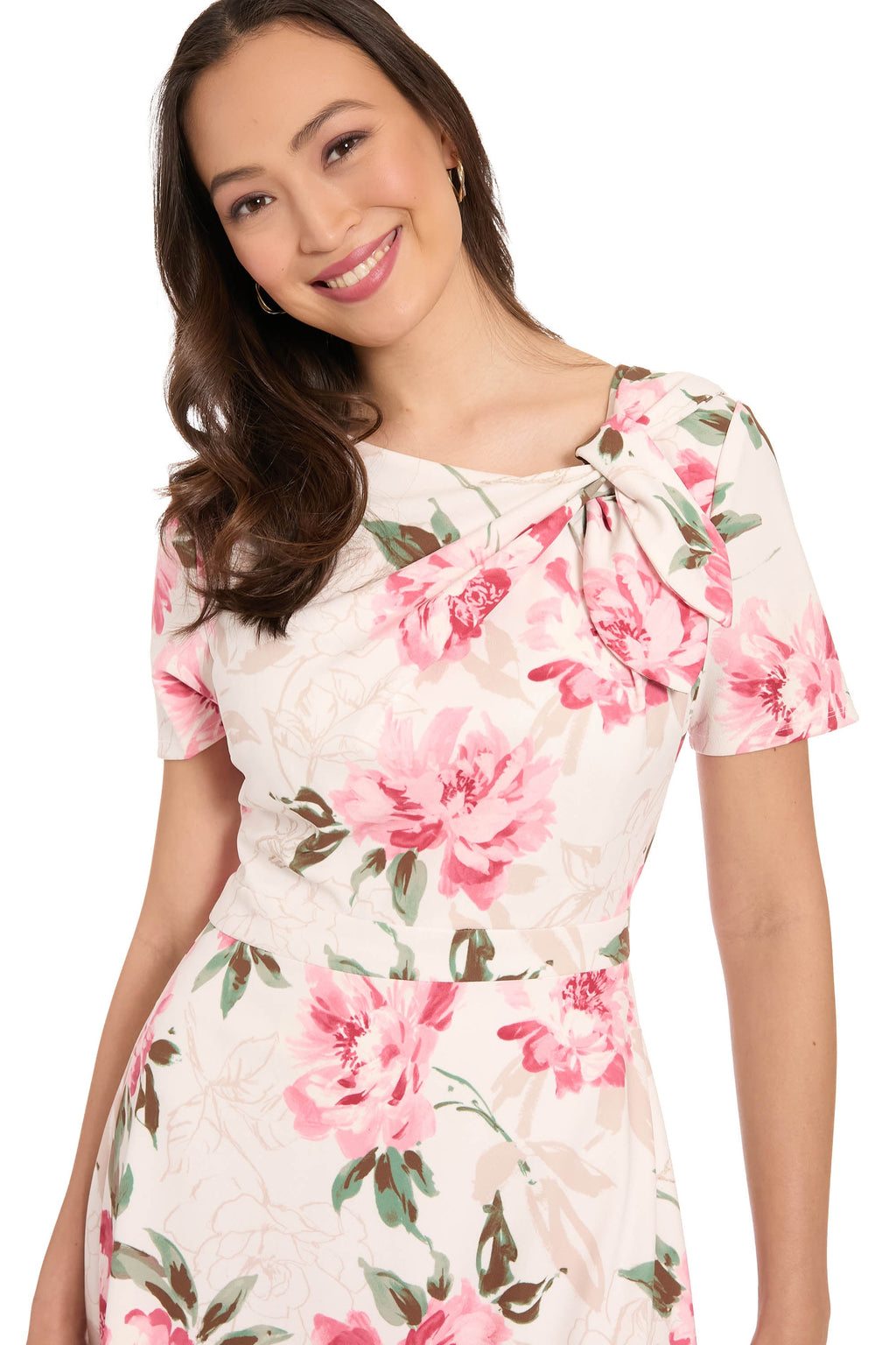 Colleen Curve Neck Side Tie in Outlined Roses