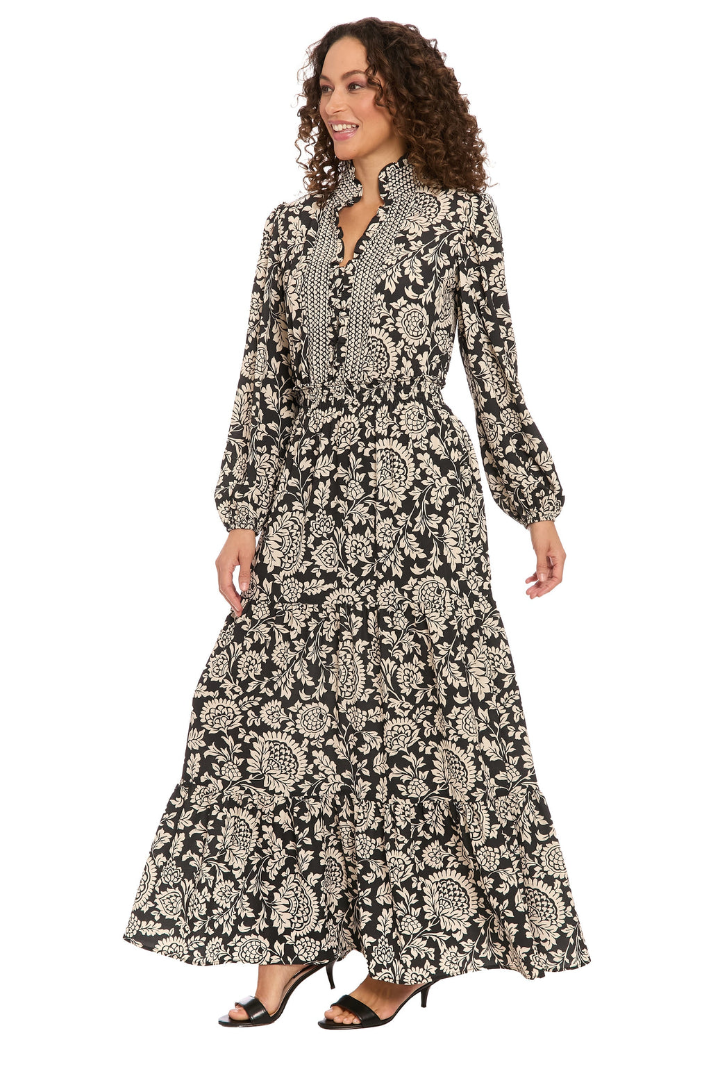 Consuela Long Sleeve Maxi in Pinecone Scroll