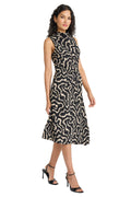 Rosy Draped Asymmetrical Dress in Coral Maze - FINAL SALE