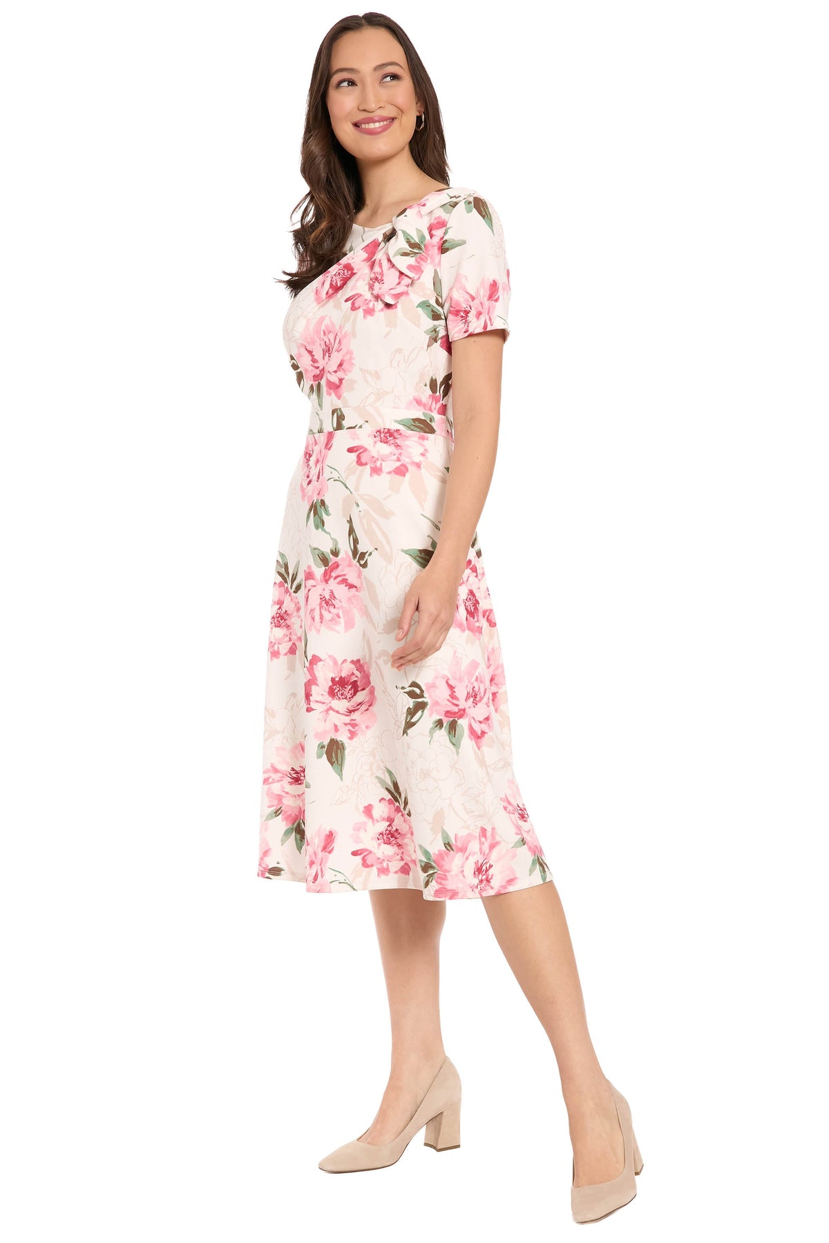 Colleen Curve Neck Side Tie in Outlined Roses