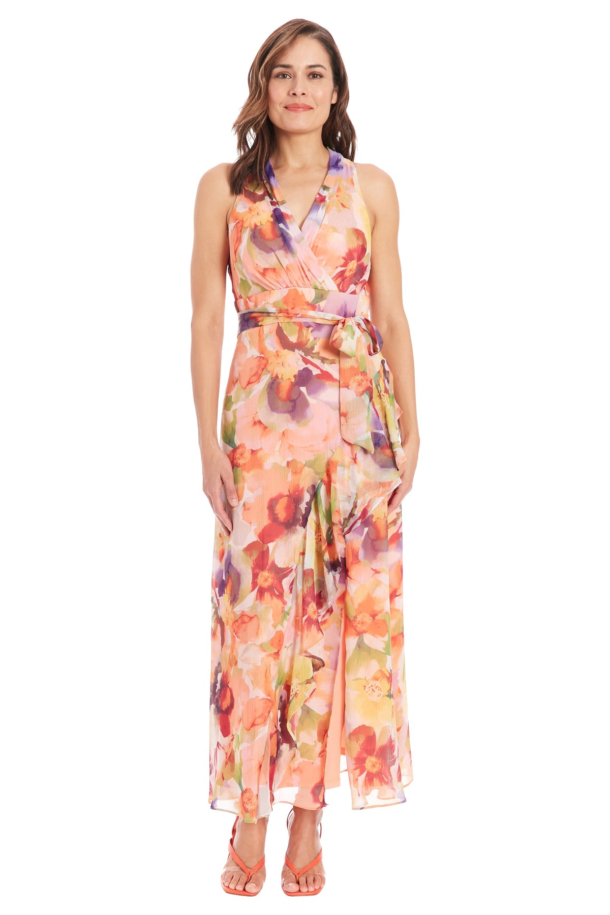 Amberlyn Curve Halter Maxi in Pansy Blast - FINAL SALE