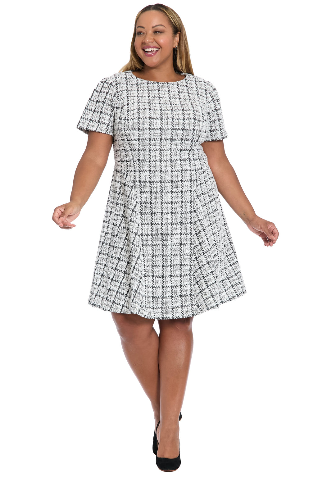 Gianna Fit & Flare Tweed Dress