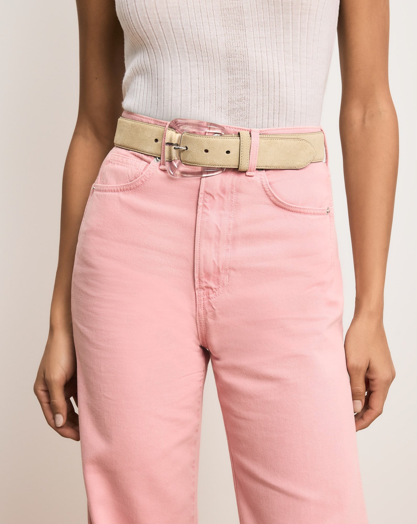 Arch Resin-Buckle Suede Belt