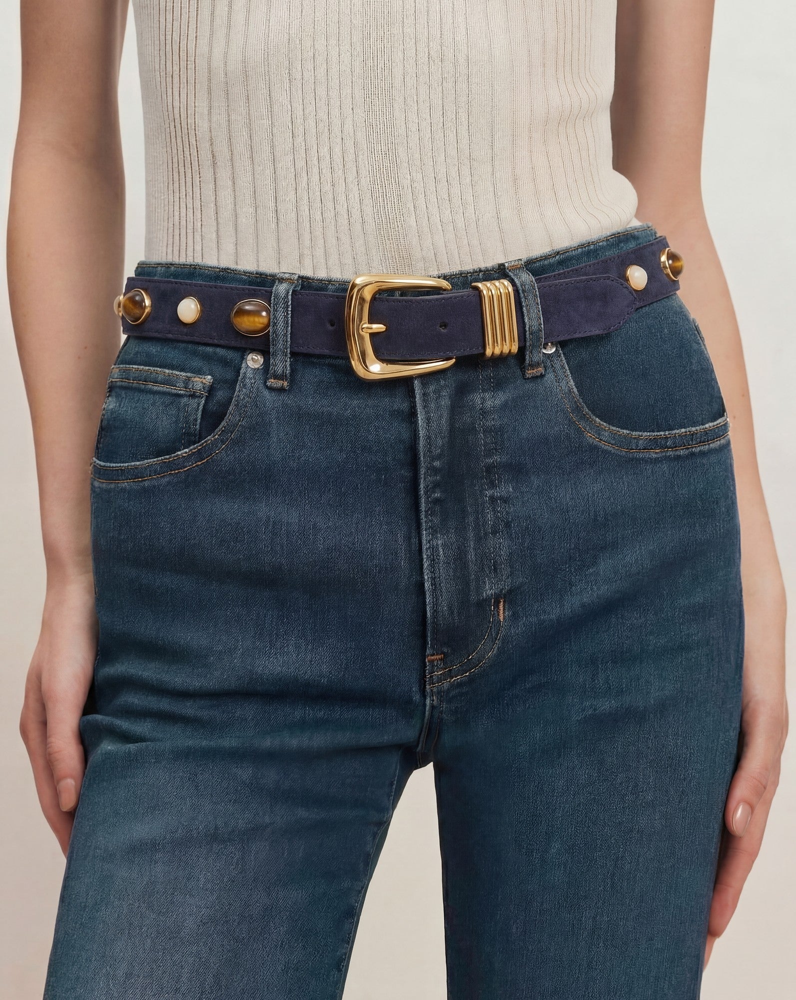 Arch Embellished Suede Belt
