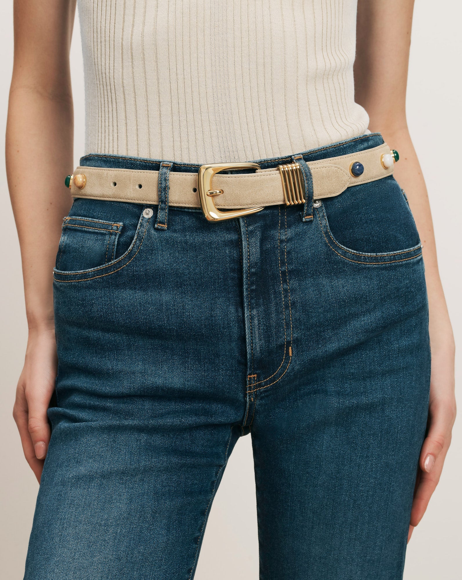 Arch Embellished Suede Belt