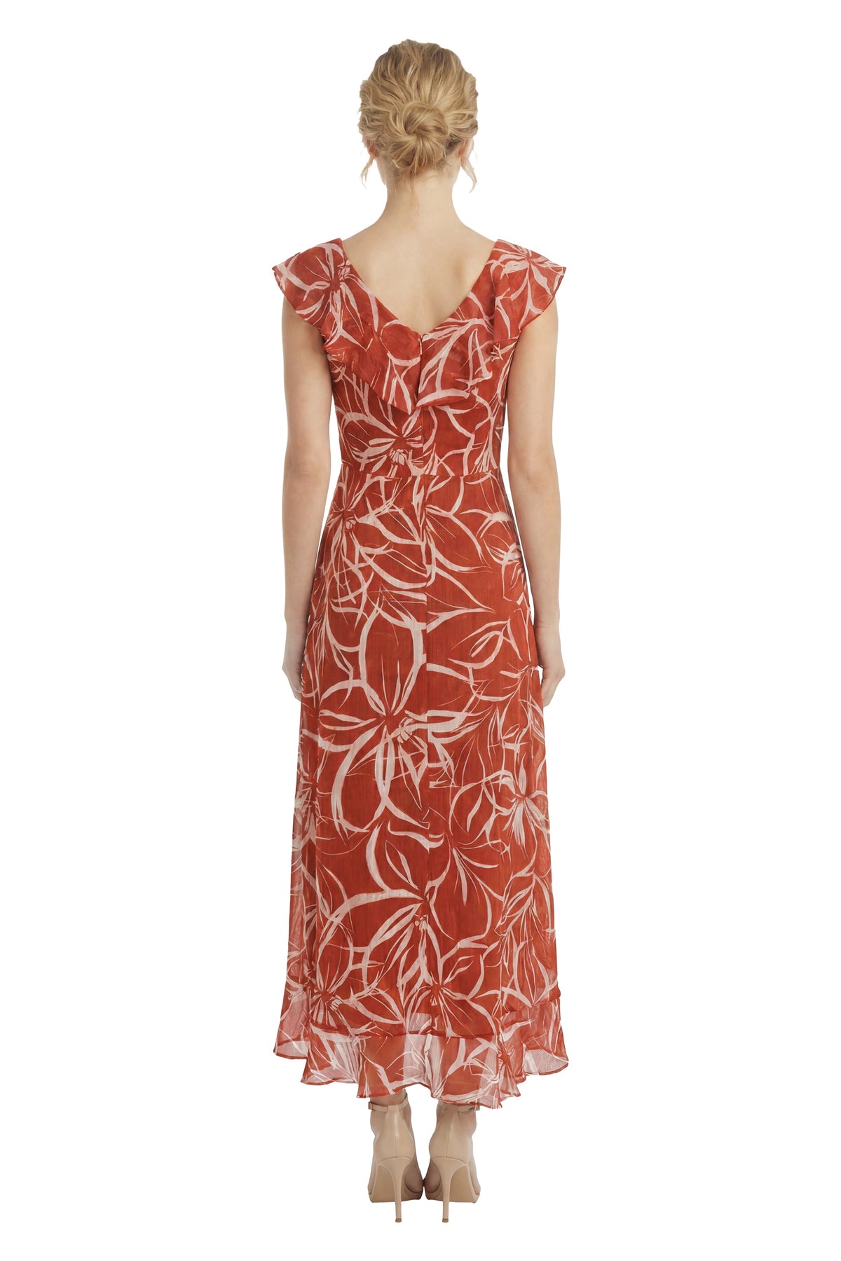 Alessandra Ruffle Faux Wrap in Floral Scribble