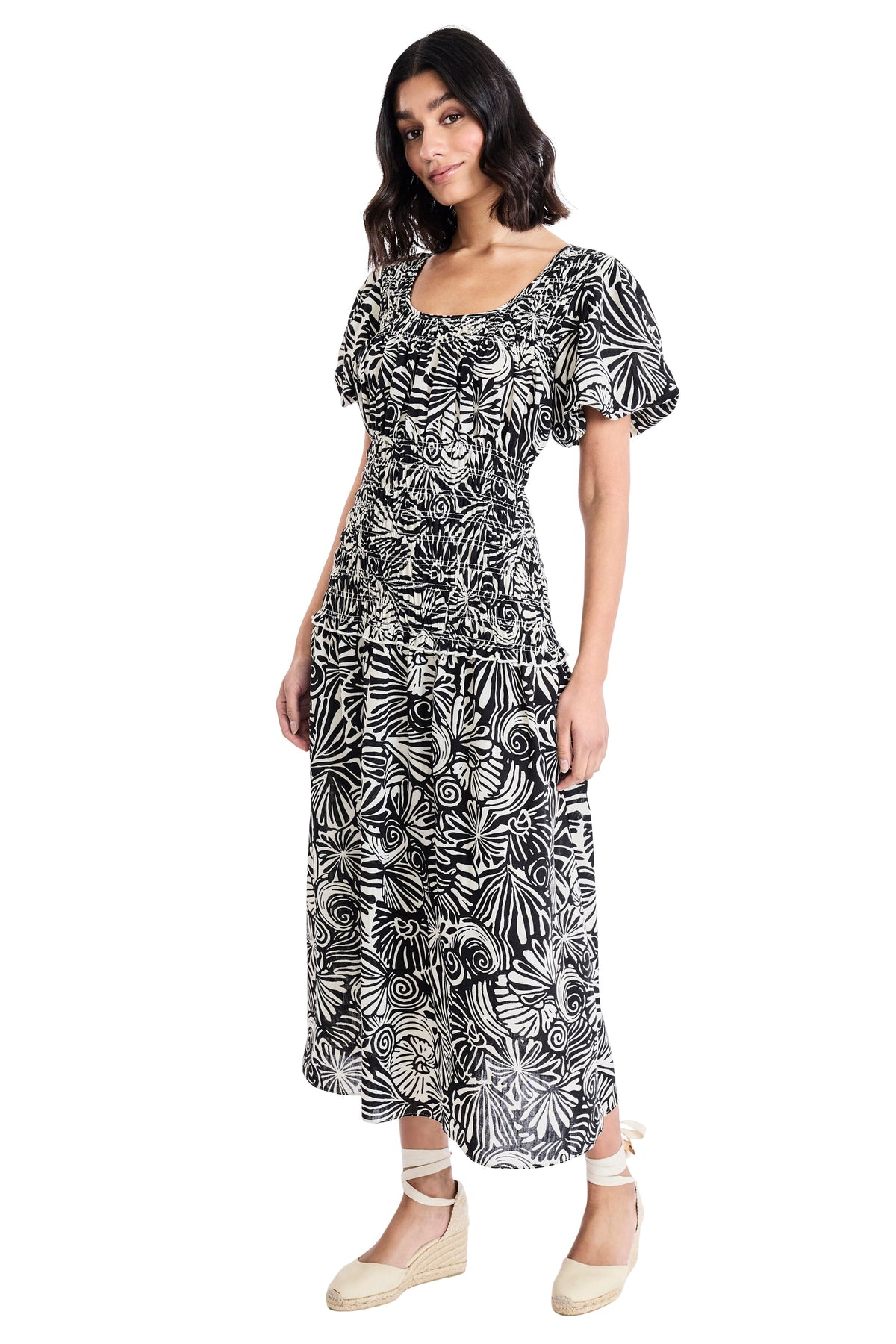 Joseph Smocked Drop Waist Midi - FINAL SALE