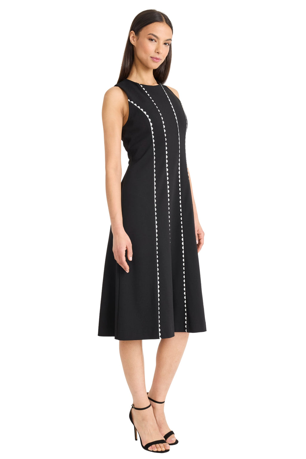 Nilah Contrast Trim Sleeveless A-Line Midi Dress