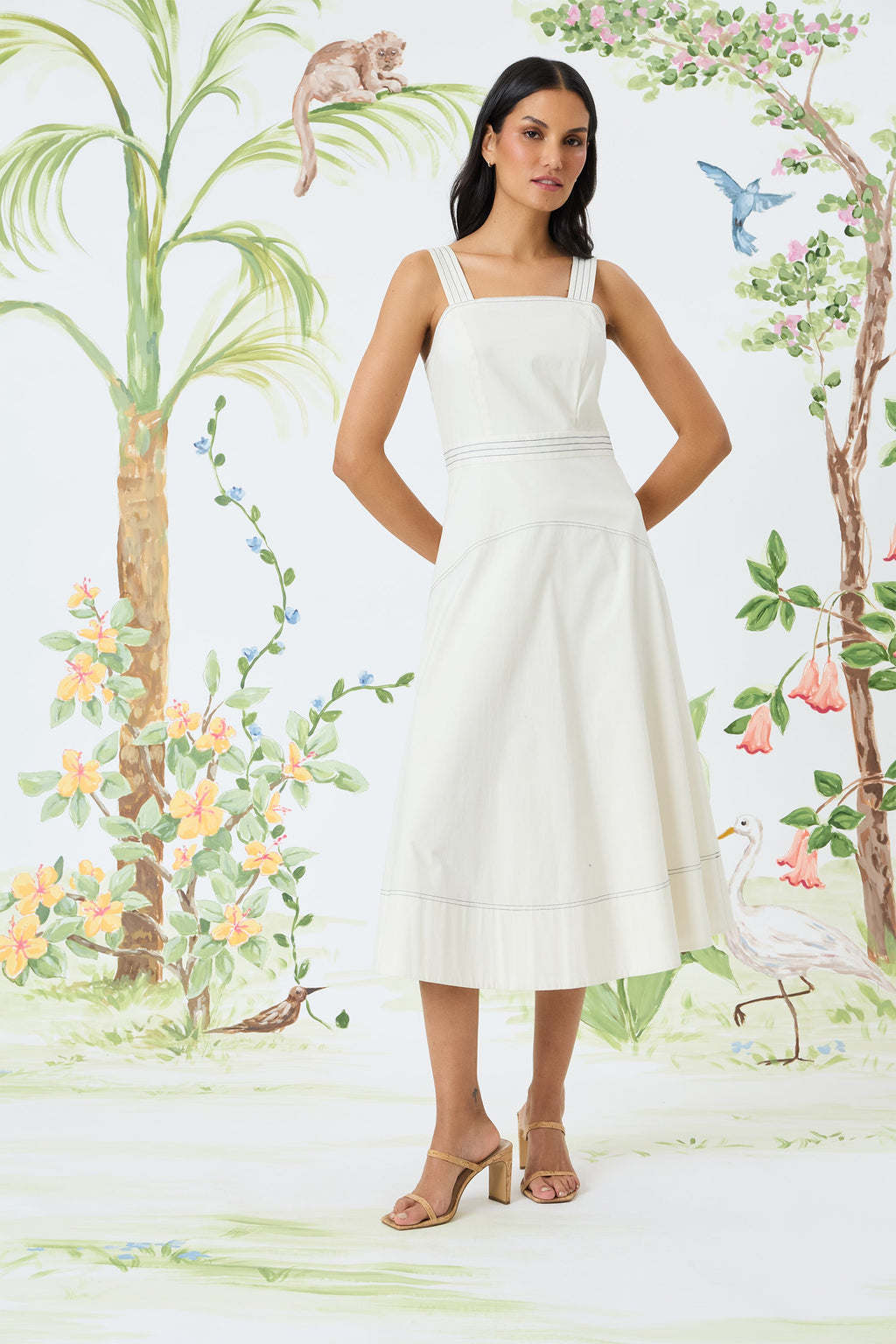 Anika Cotton Topstitch Midi - FINAL SALE