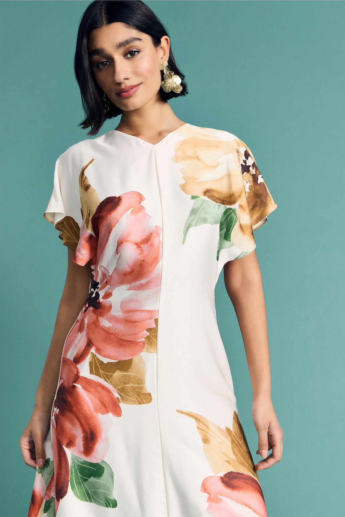 Bree Relaxed Flutter Sleeve Midi Dress - FINAL SALE