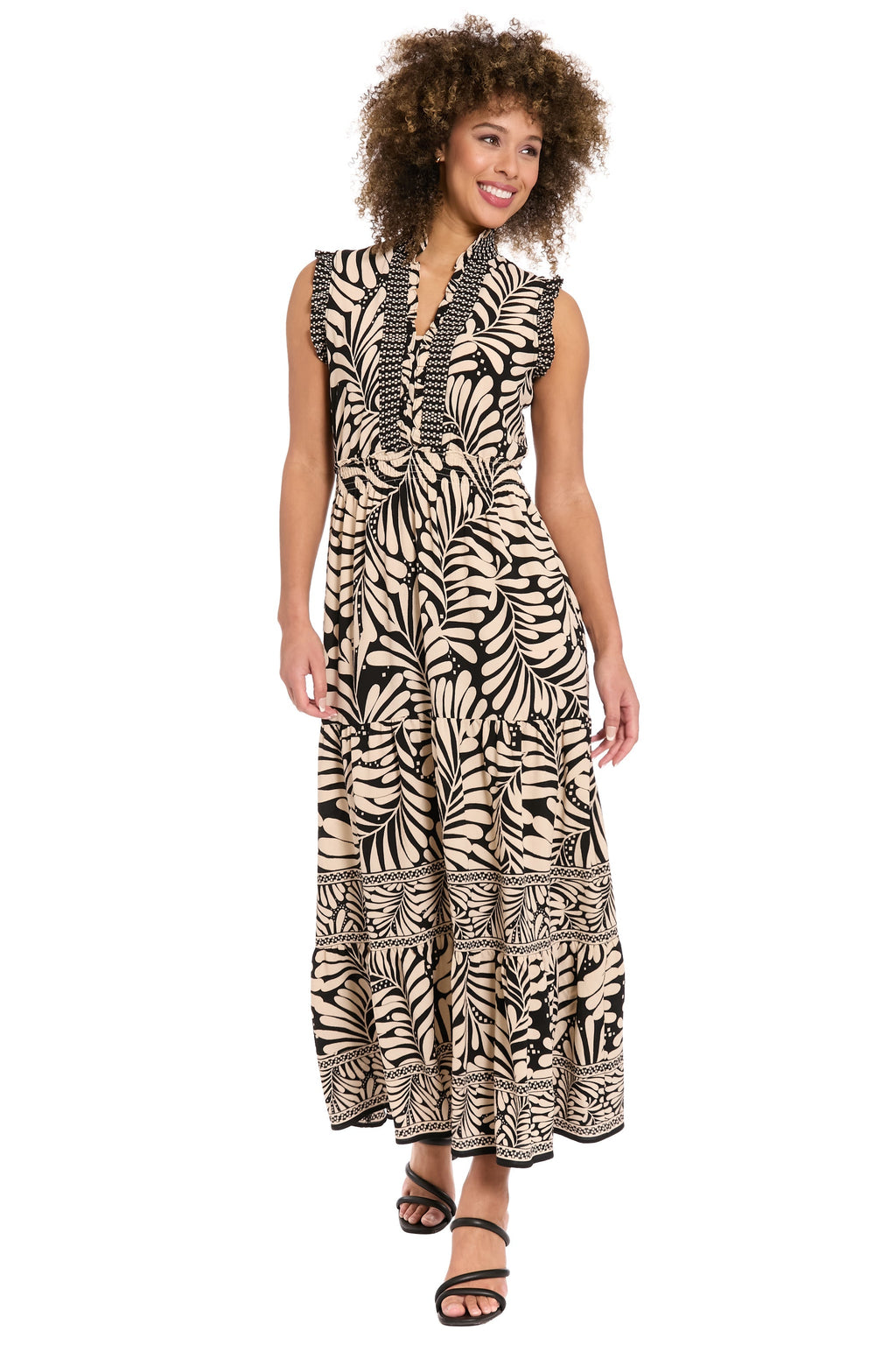 Consuela Sleeveless Maxi in Leaf Print