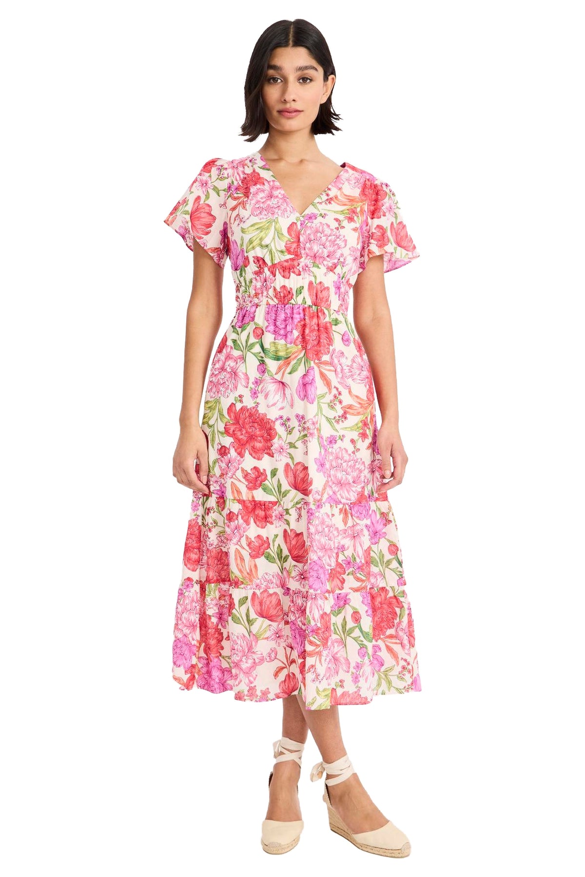 Candiace Cotton Flutter Sleeve Midi