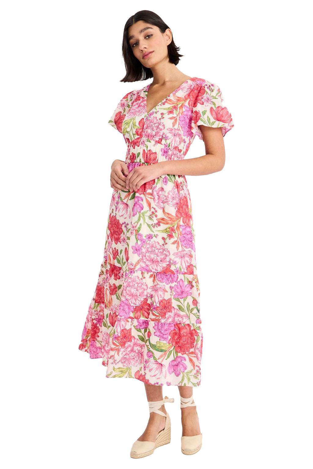 Candiace Cotton Flutter Sleeve Midi