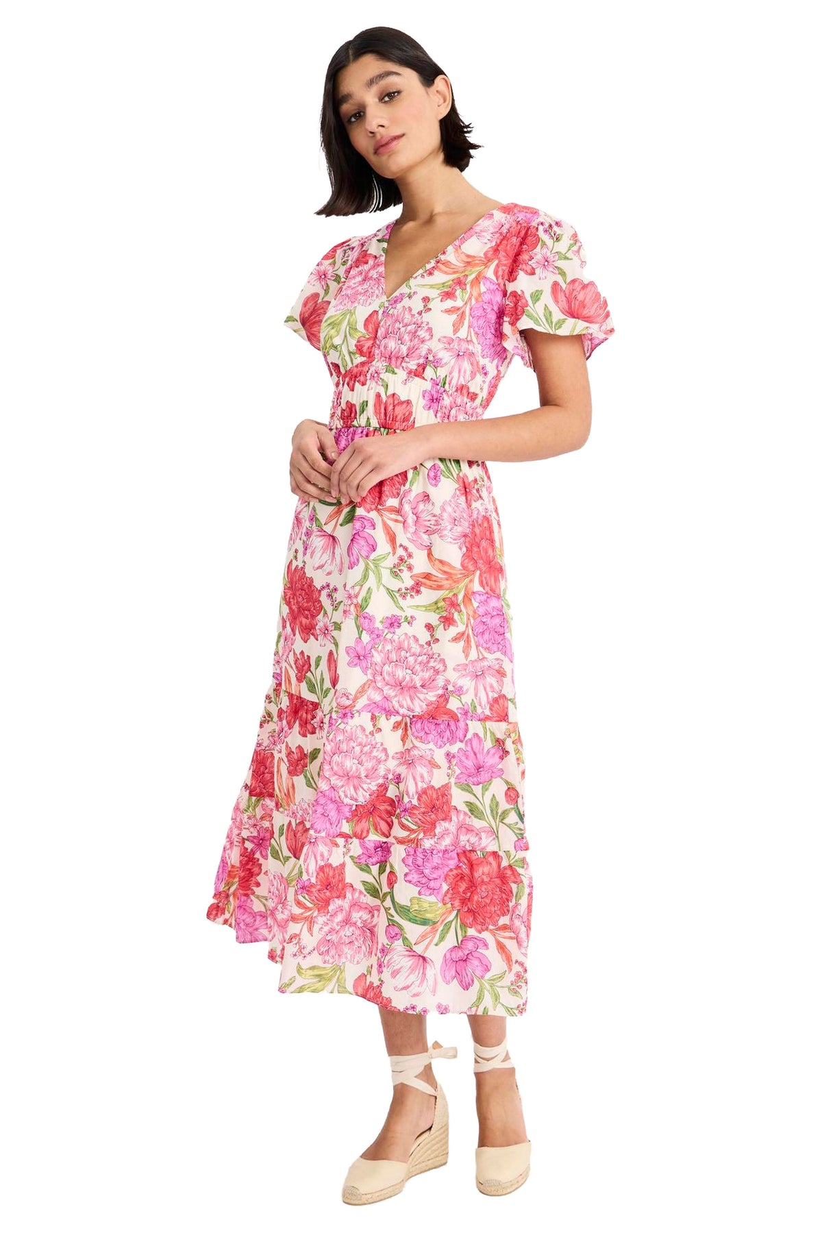 Candiace Cotton Flutter Sleeve Midi