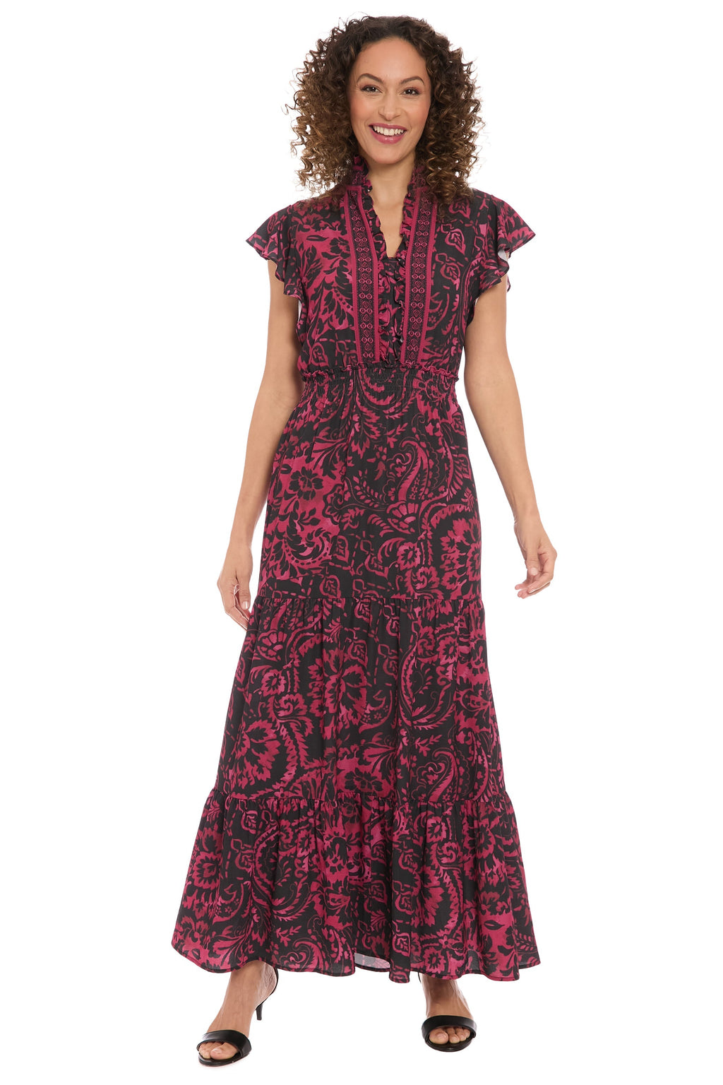 Consuela Cap Sleeve Maxi in Boho Patchwork
