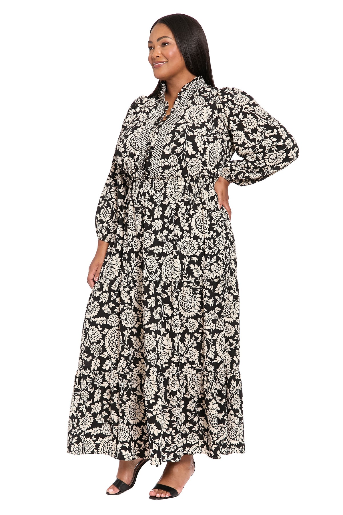Consuela Long Sleeve Maxi in Pinecone Scroll