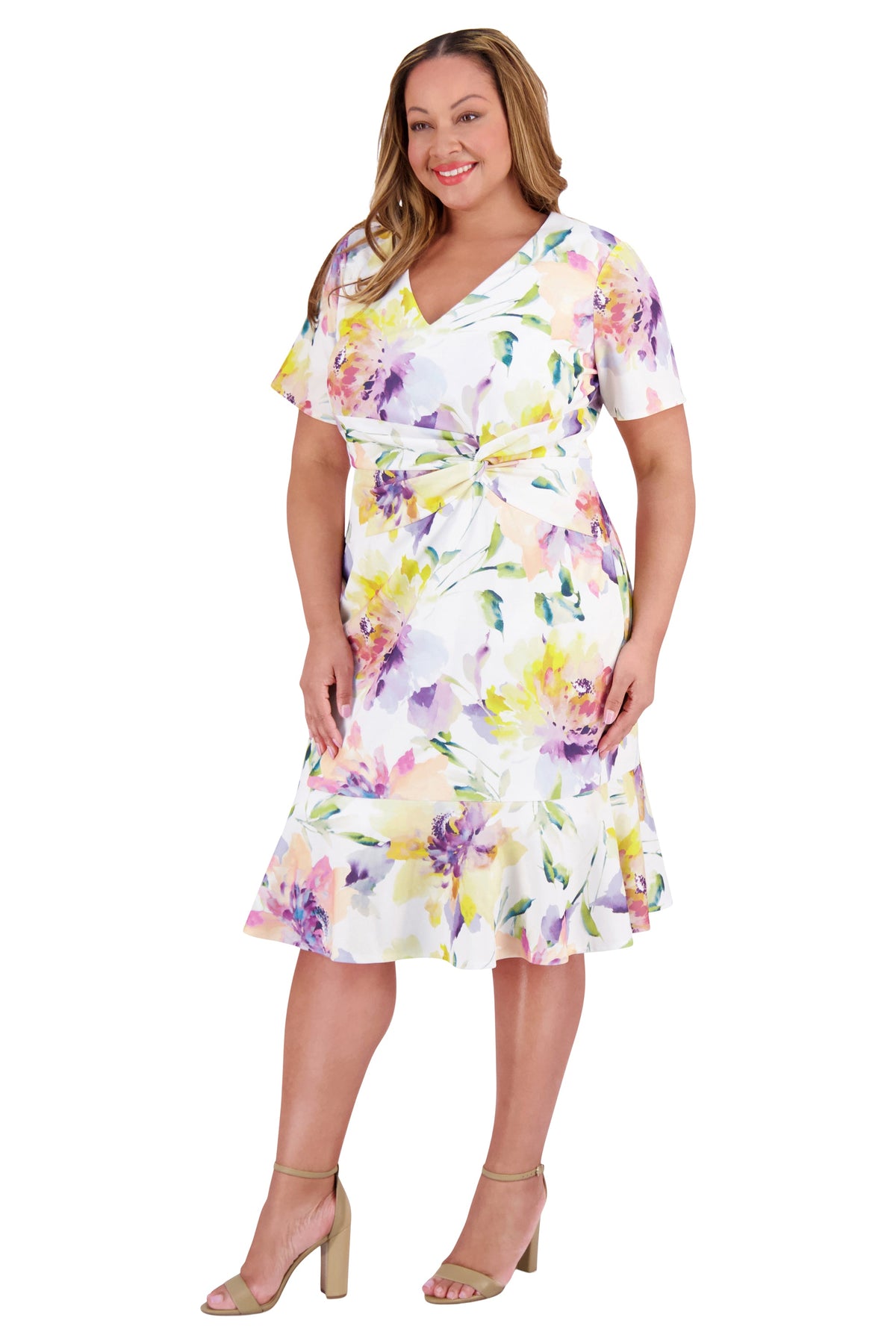 Brandi Curve in Watercolor Blooms - FINAL SALE