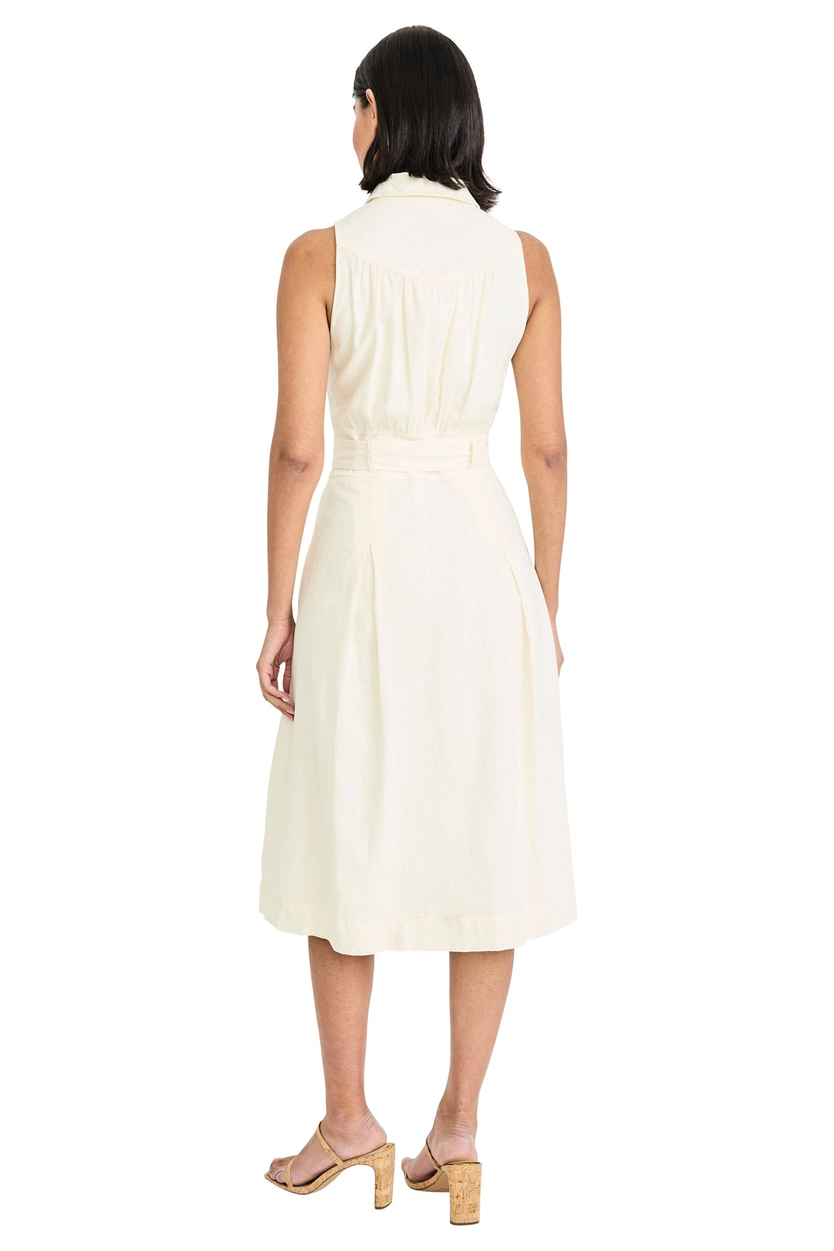 Devin Linen Collared V-Neck Midi