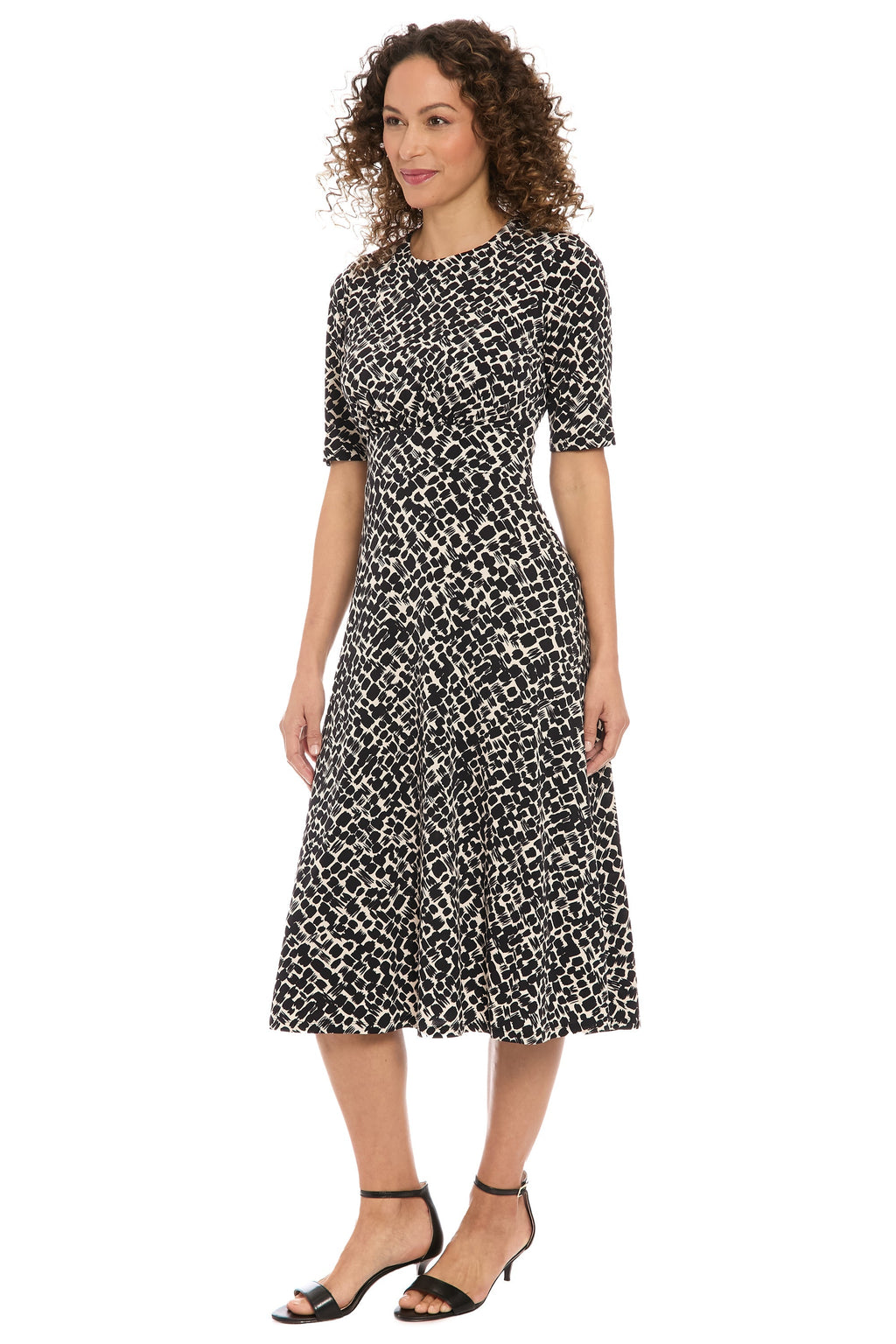 Ayanna Inset Waist Dress in Diagonal Bricks