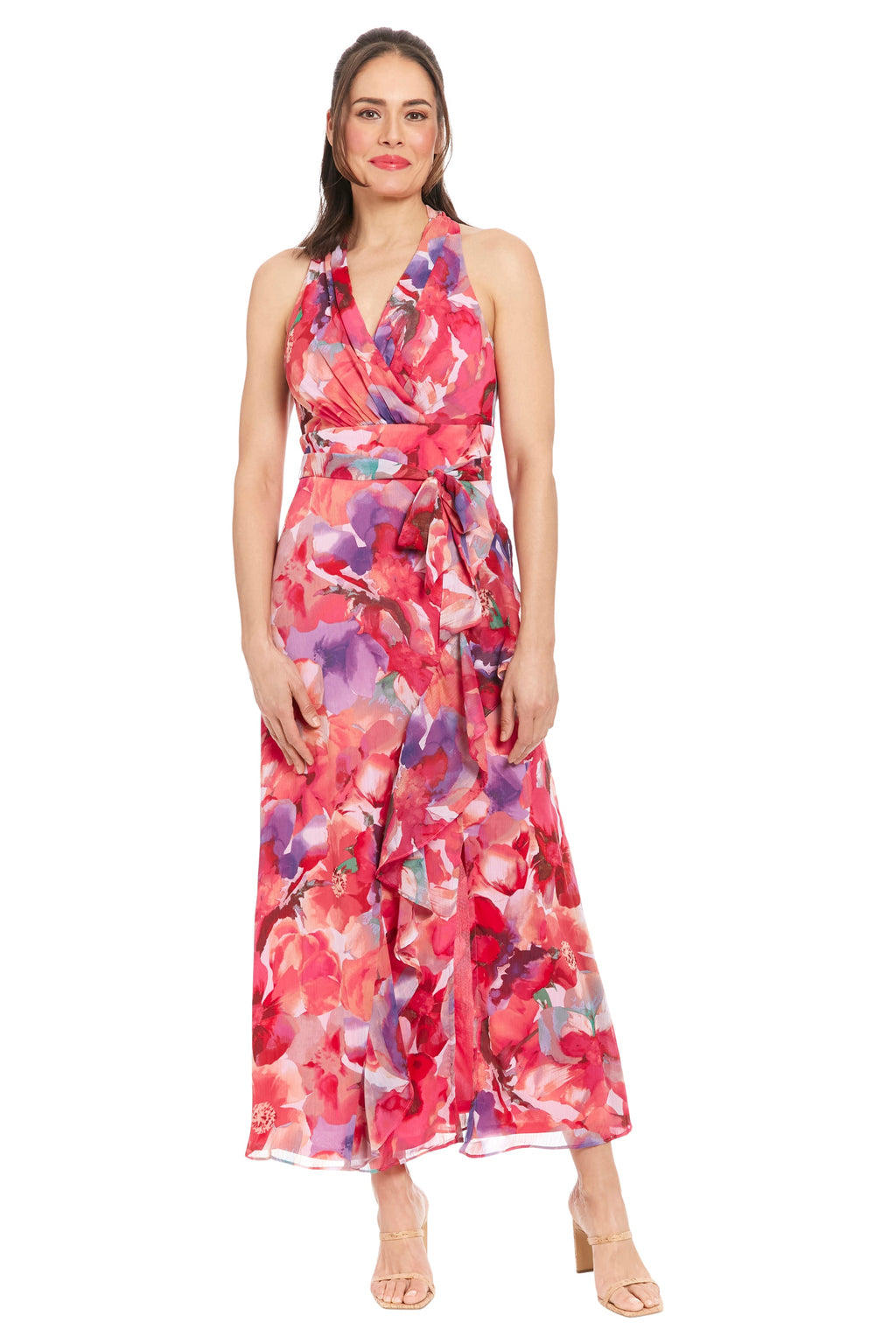 Amberlyn Curve Halter Maxi in Pansy Blast - FINAL SALE