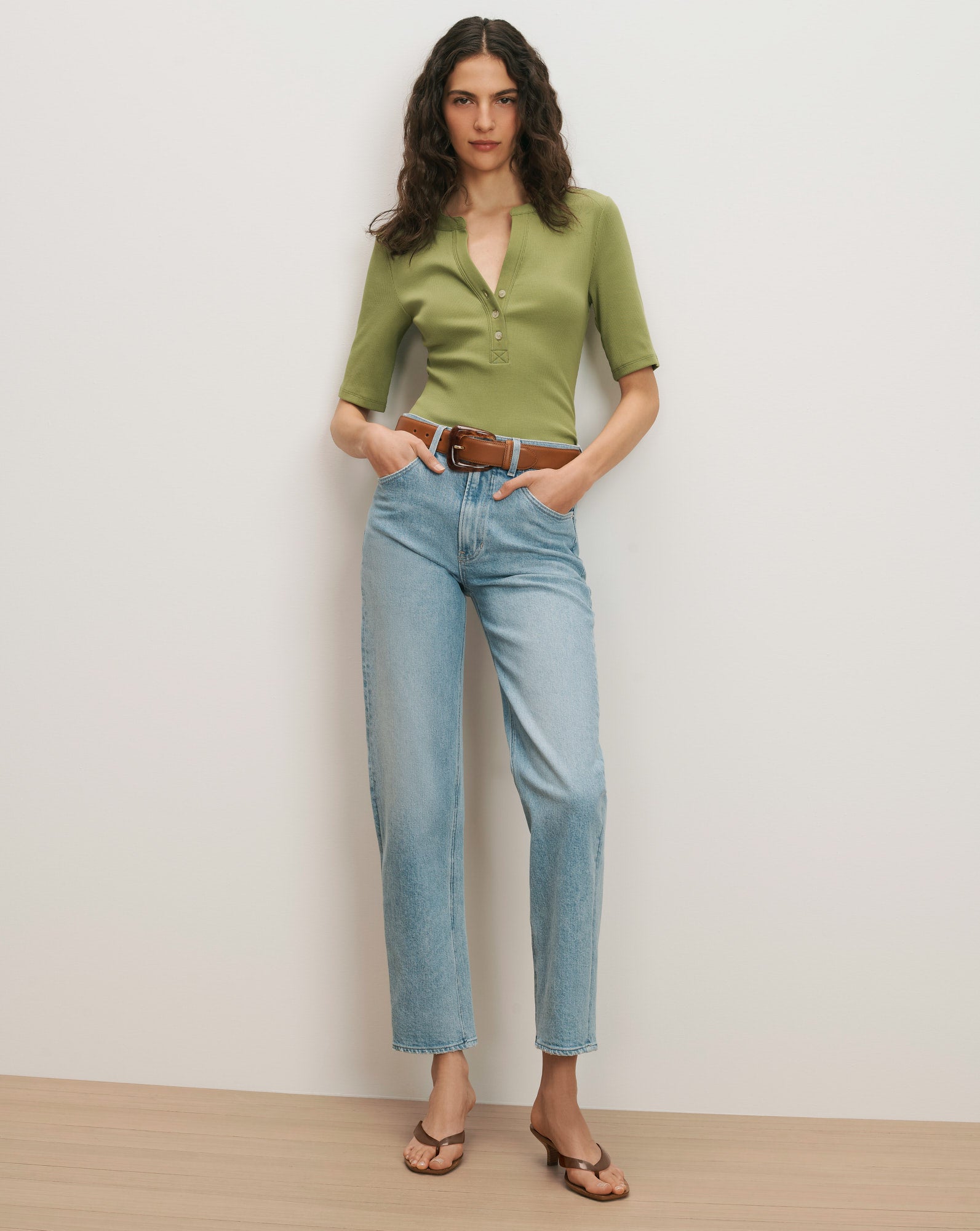 Arch Resin-Buckle Leather Belt