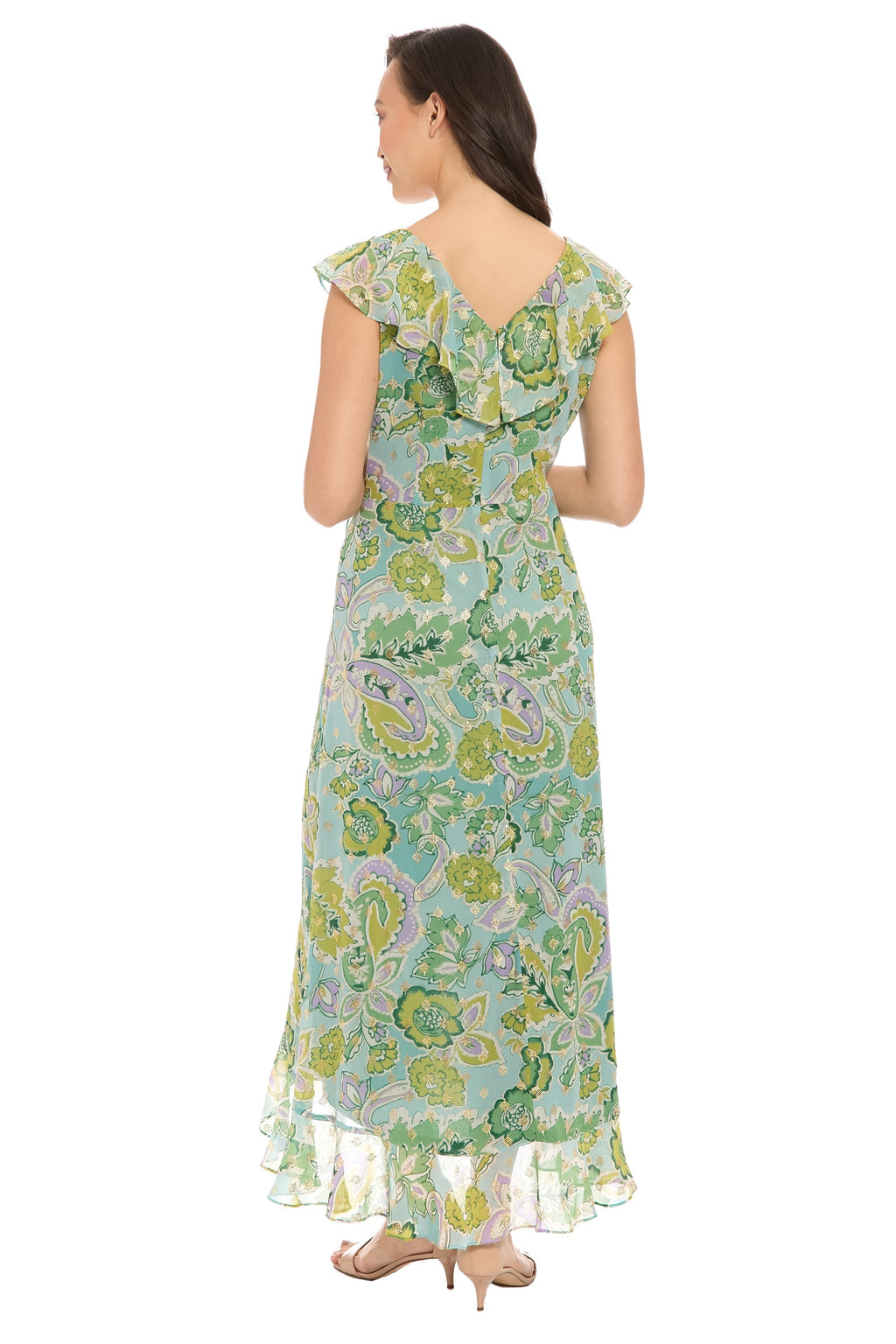 Alessandra Ruffle Faux Wrap Dress in Jacobean Flow - FINAL SALE