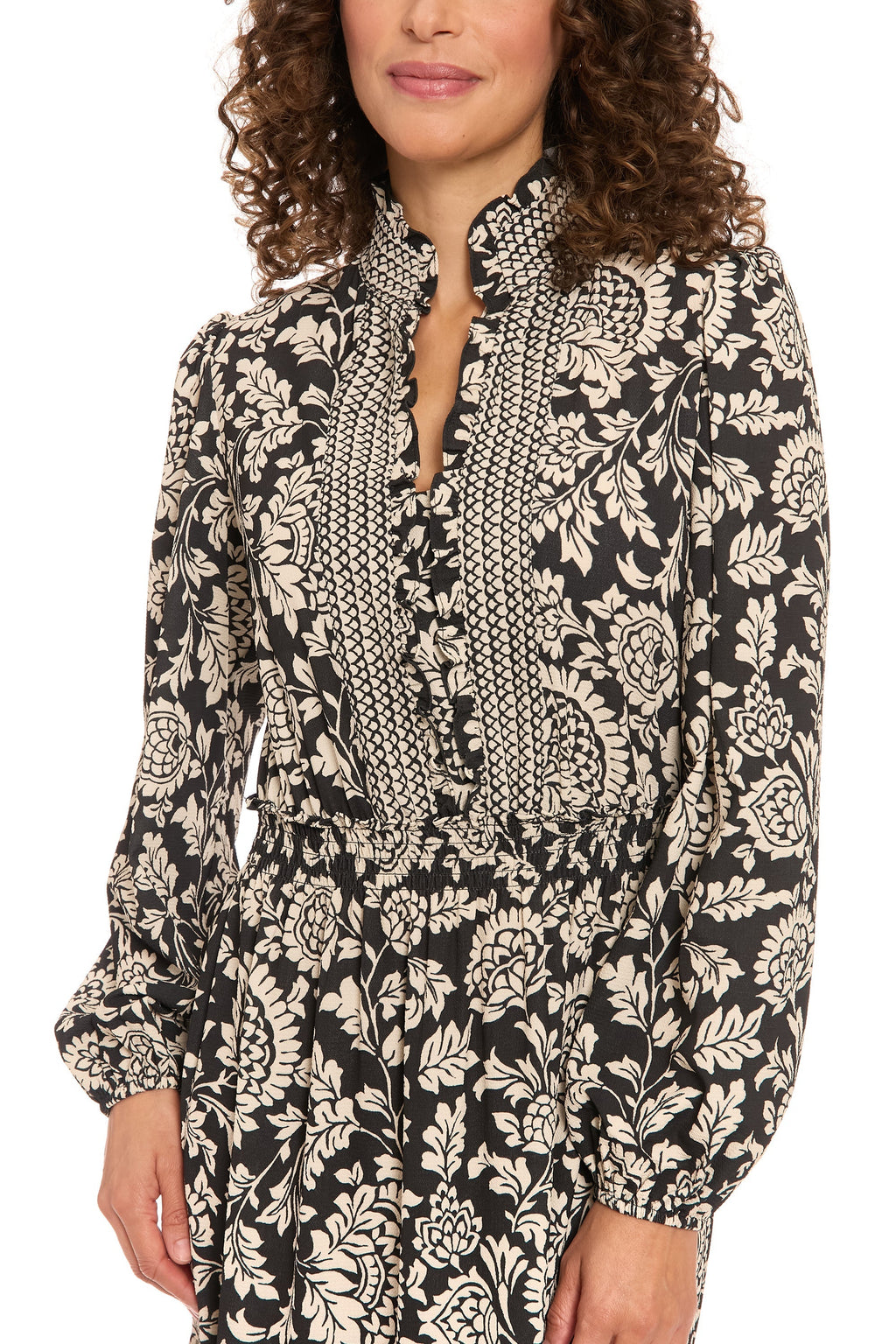 Consuela Long Sleeve Maxi in Pinecone Scroll