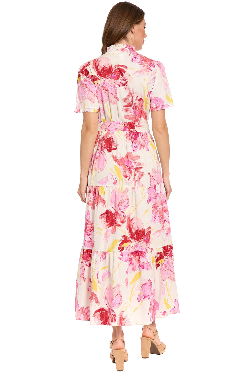 Amilia Flutter Sleeve Belted Tiered Maxi - FINAL SALE