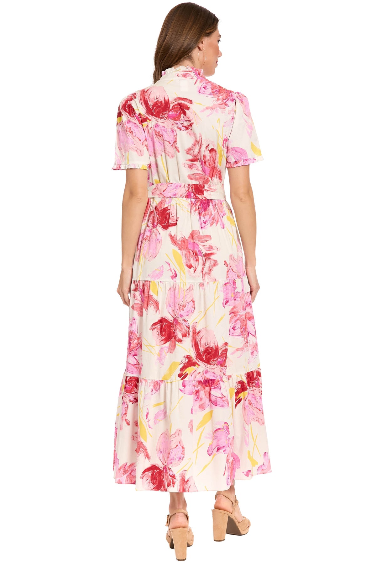 Amilia Flutter Sleeve Belted Tiered Maxi - FINAL SALE