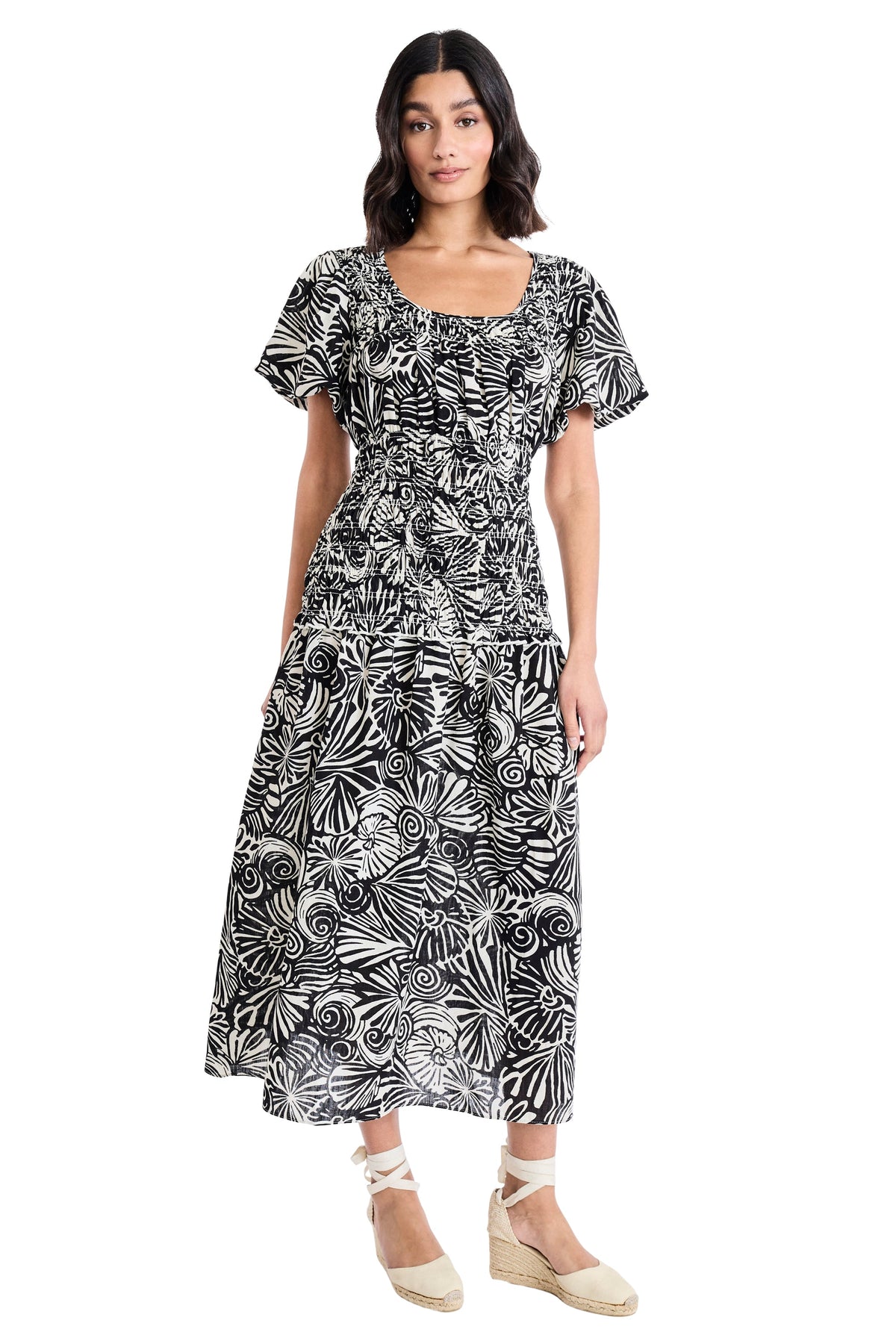 Joseph Smocked Drop Waist Midi - FINAL SALE