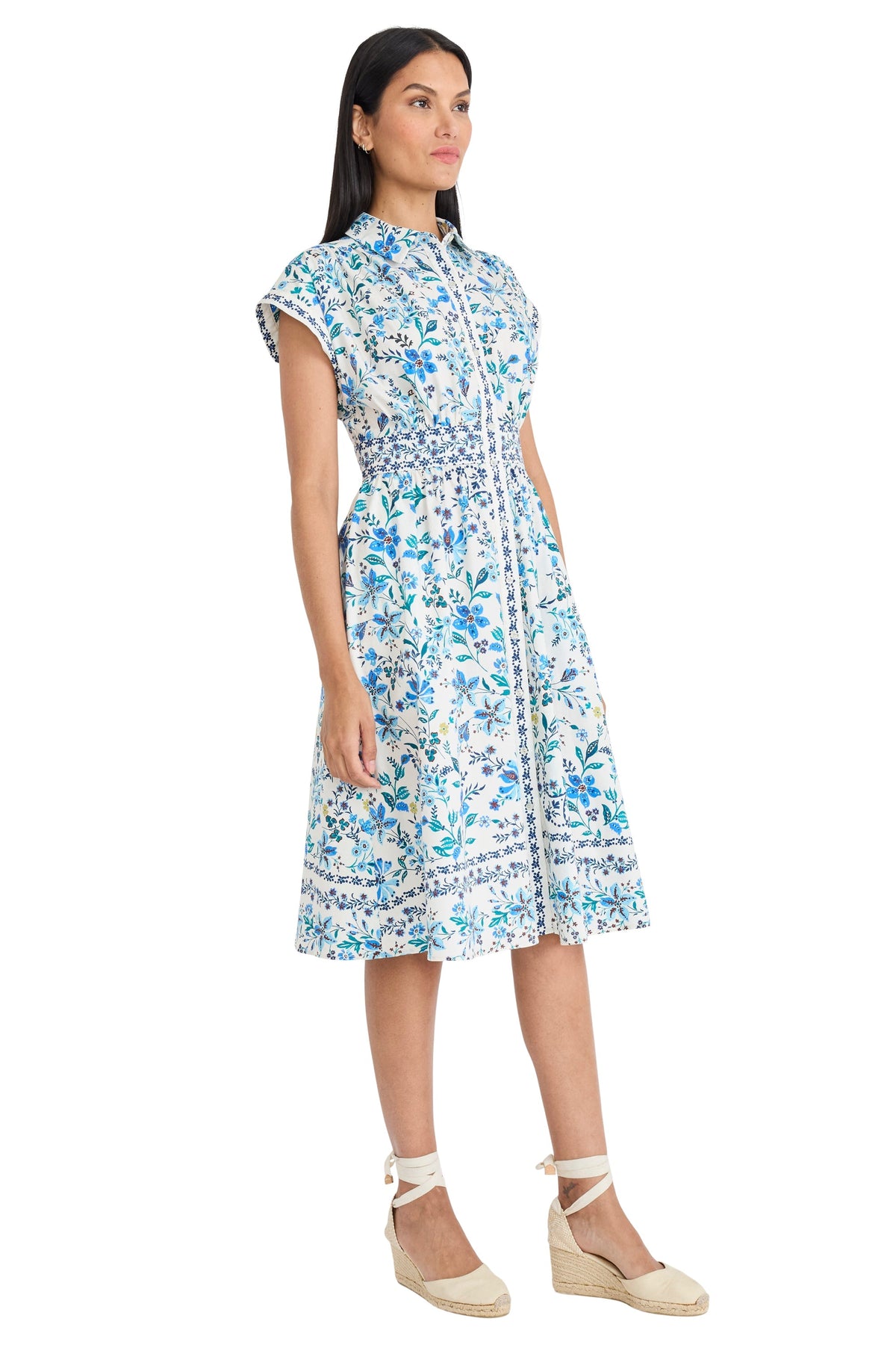 Sirena Collared Neck Button Detail Midi