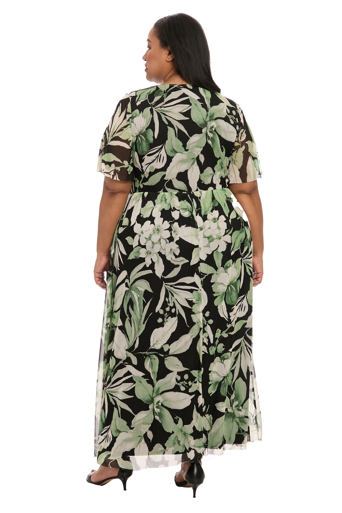 Leila Smocked Waist Mesh Maxi in Nature's Harmony