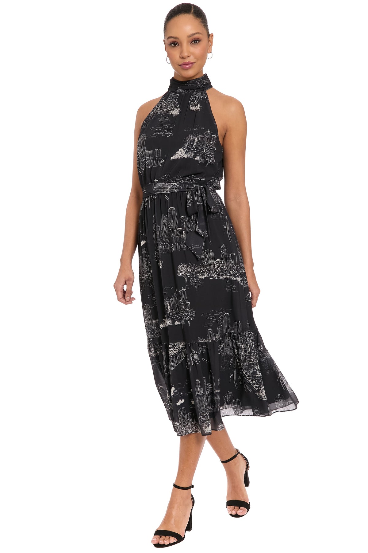 Elina Halter Ruffle Midi in Printed Toile